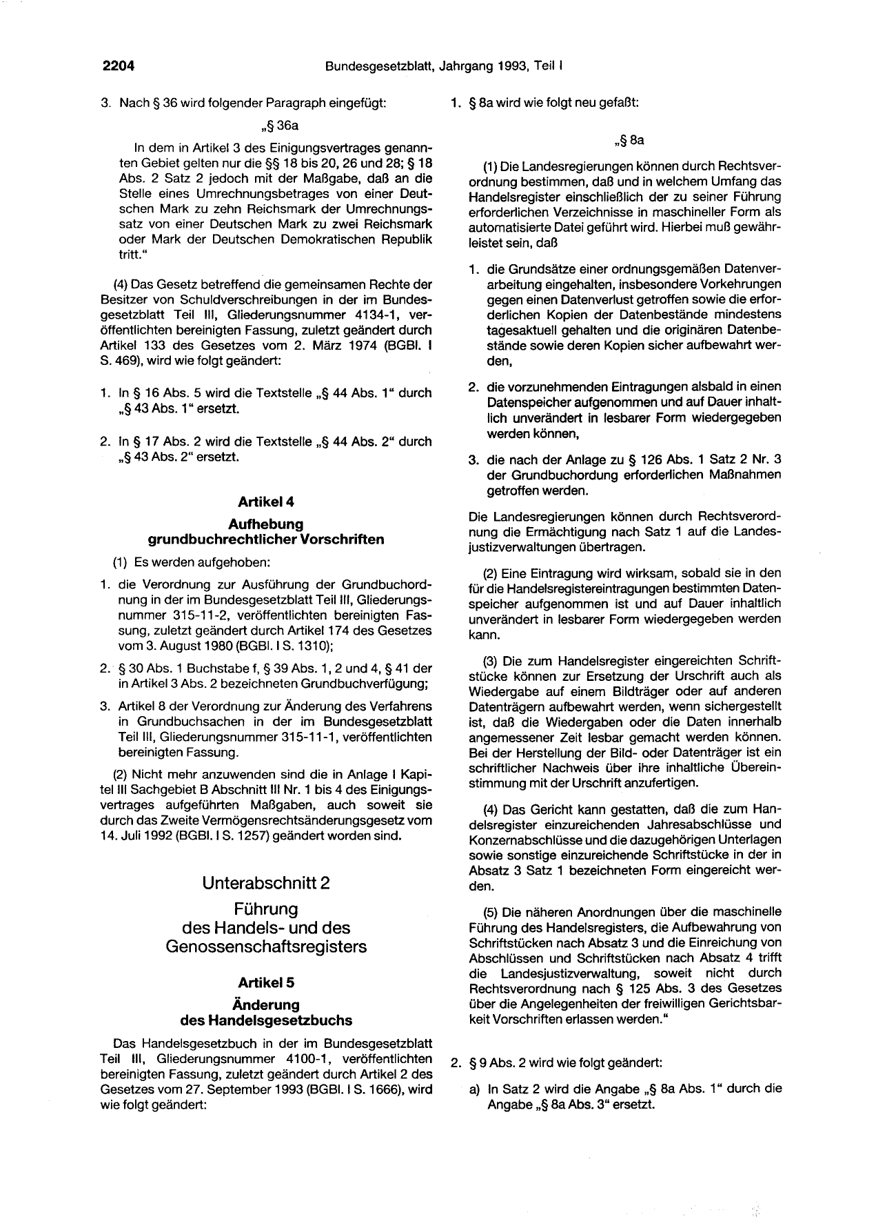 BGBl. 1993, Seite 2204 — Originalseite als Abbildung