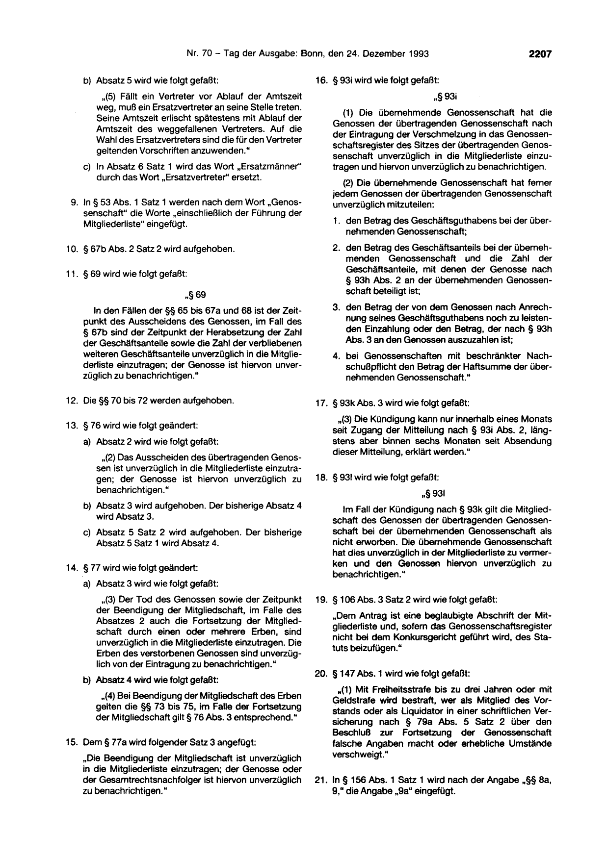 BGBl. 1993, Seite 2207 — Originalseite als Abbildung