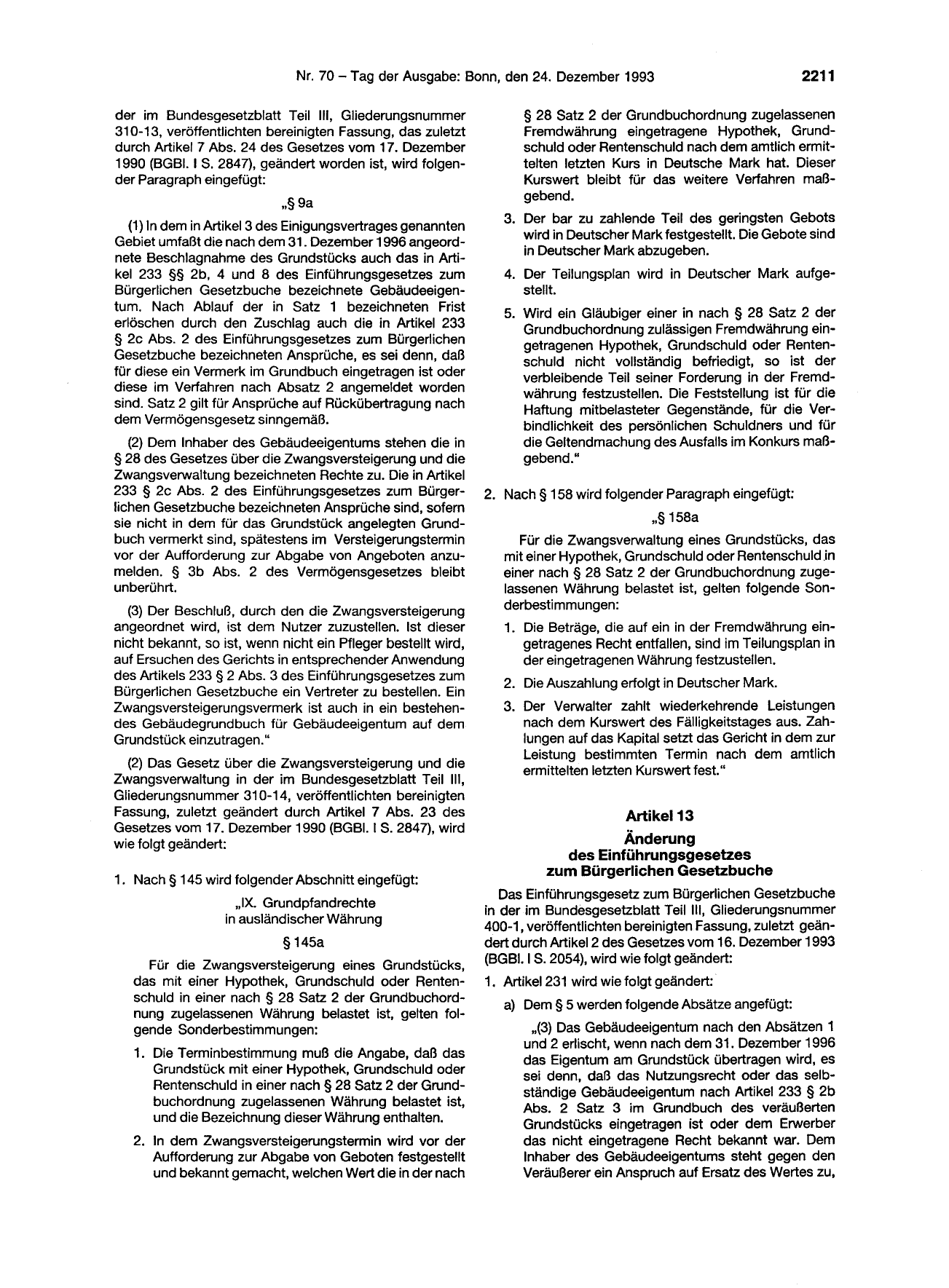 BGBl. 1993, Seite 2211 — Originalseite als Abbildung