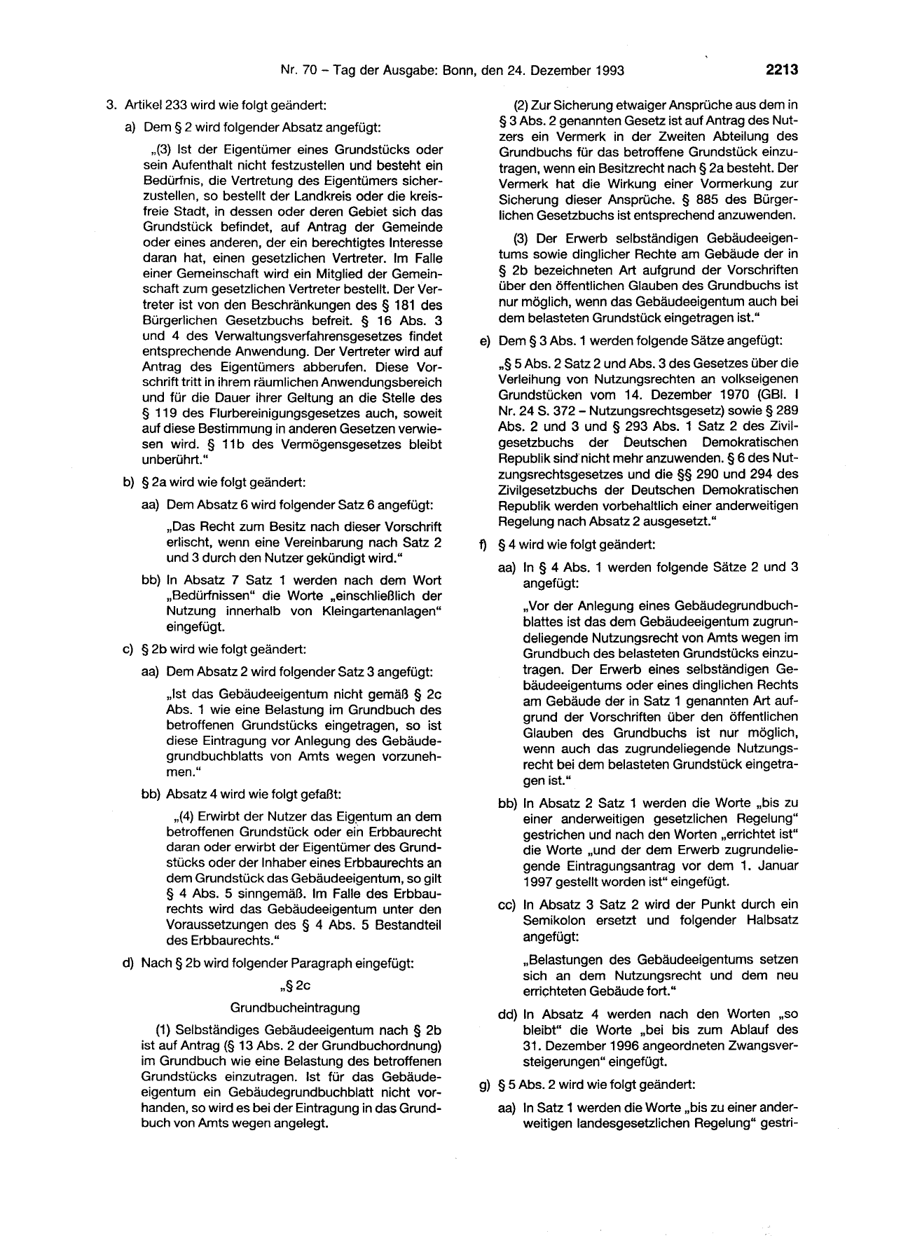 BGBl. 1993, Seite 2213 — Originalseite als Abbildung