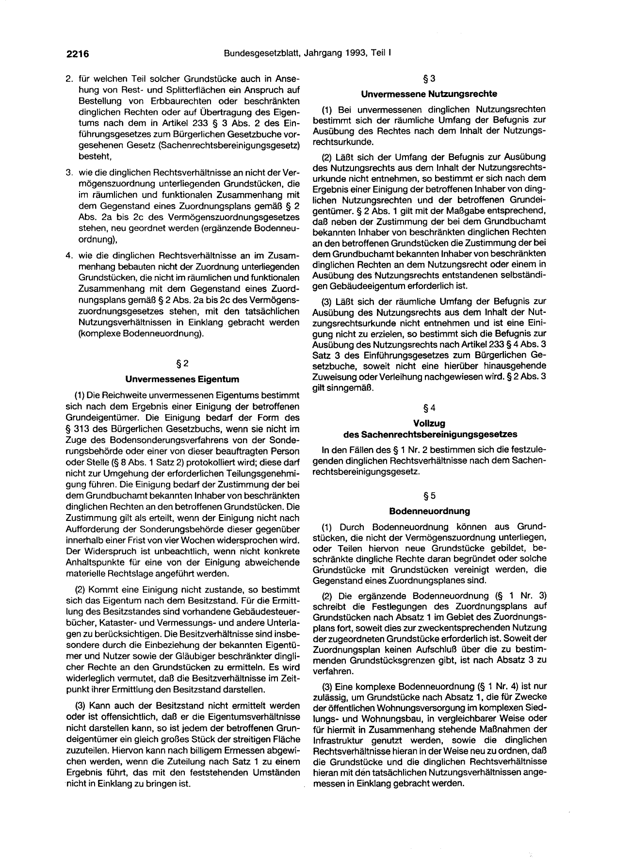 BGBl. 1993, Seite 2216 — Originalseite als Abbildung