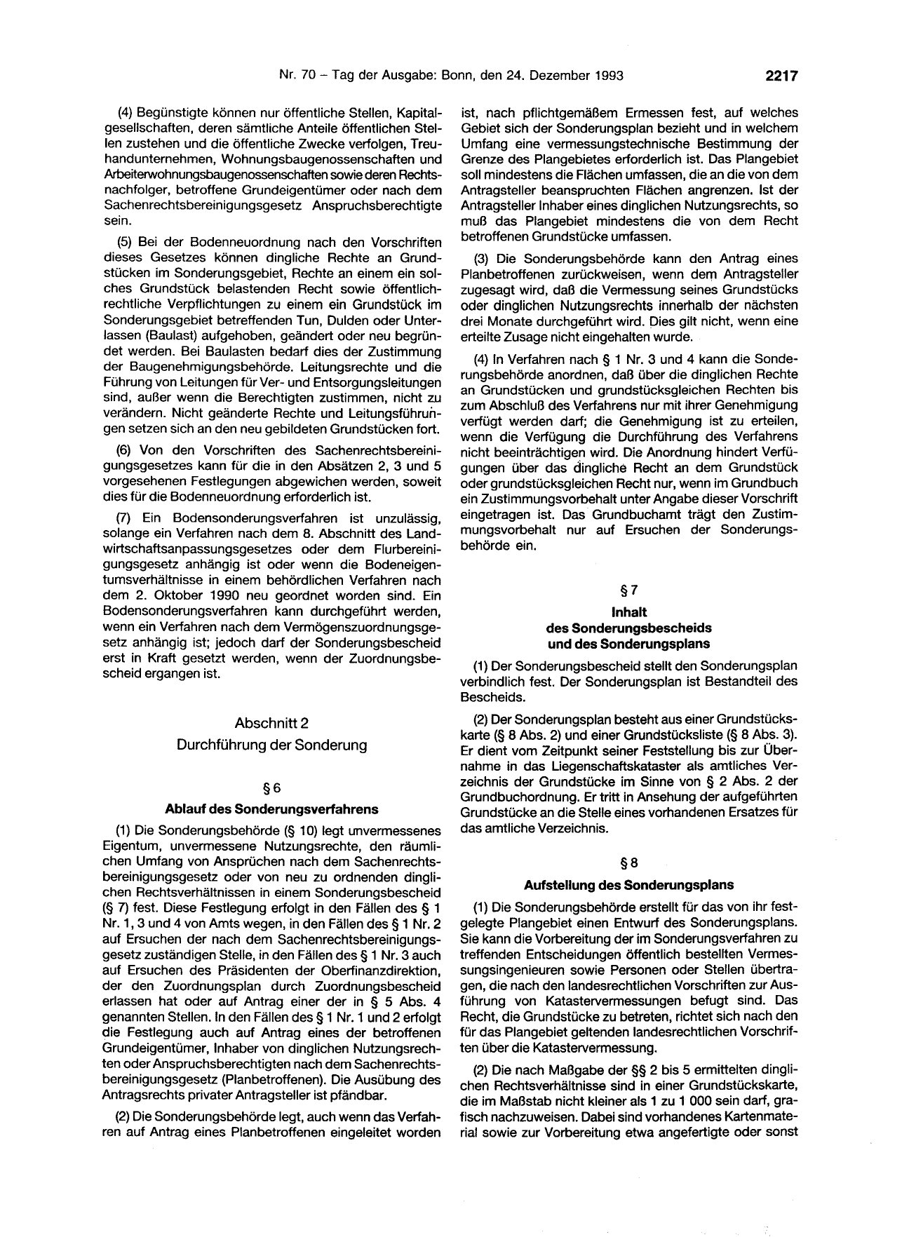 BGBl. 1993, Seite 2217 — Originalseite als Abbildung