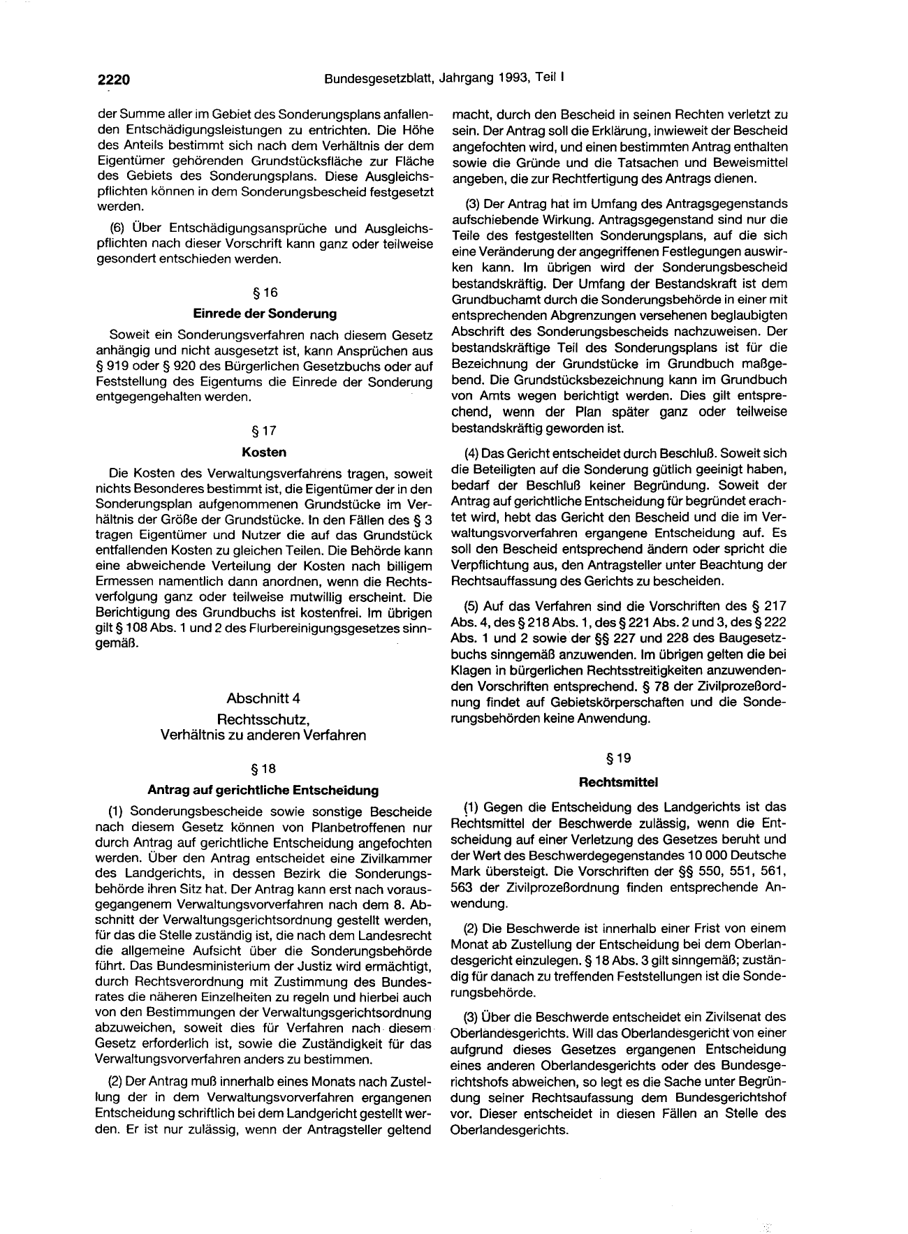 BGBl. 1993, Seite 2220 — Originalseite als Abbildung