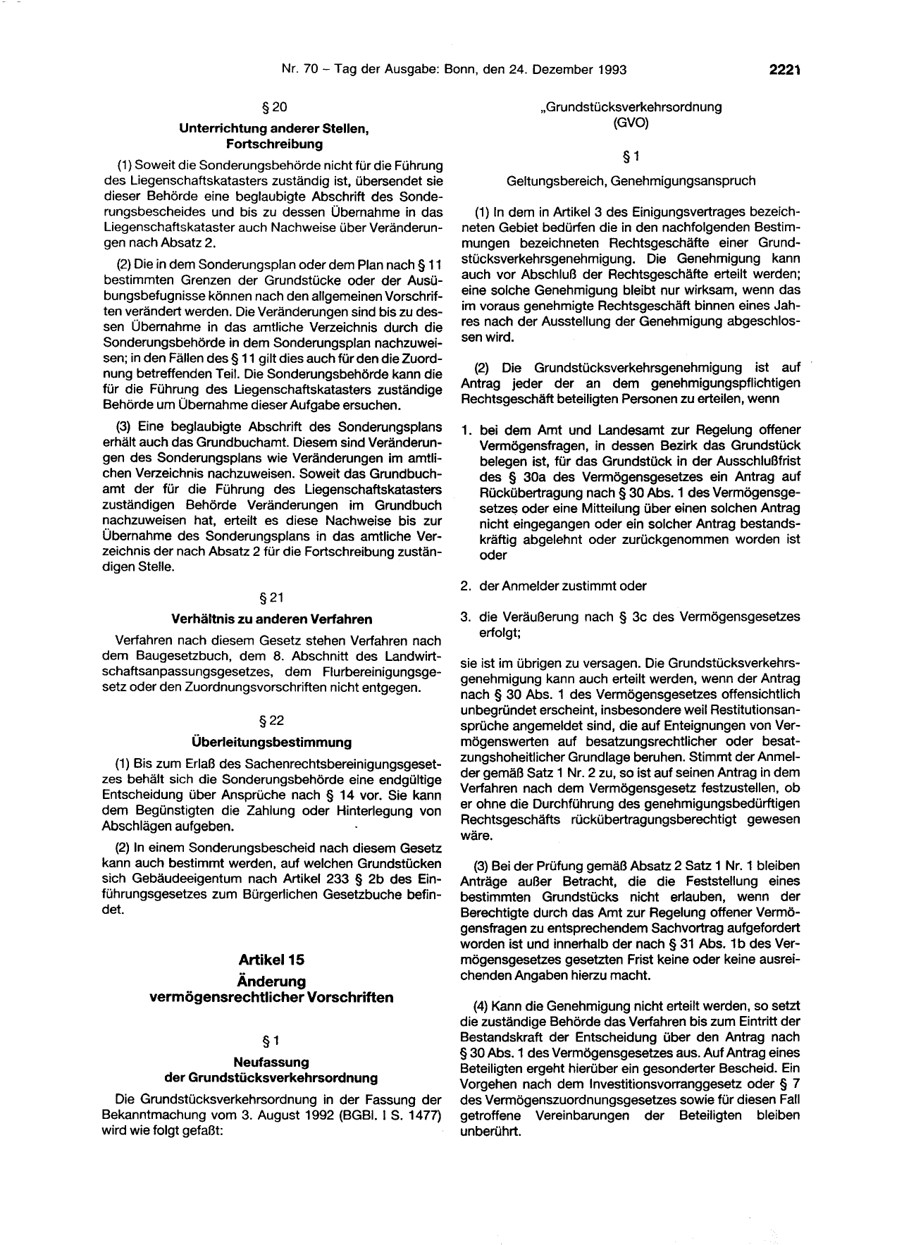 BGBl. 1993, Seite 2221 — Originalseite als Abbildung