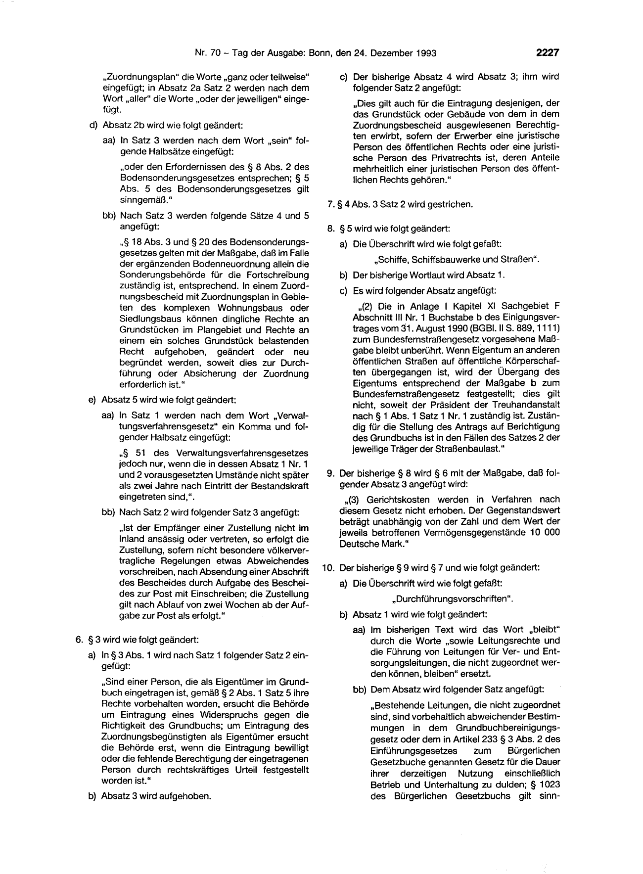 BGBl. 1993, Seite 2227 — Originalseite als Abbildung