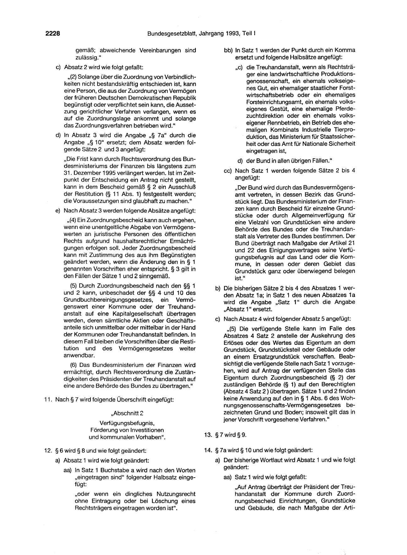 BGBl. 1993, Seite 2228 — Originalseite als Abbildung