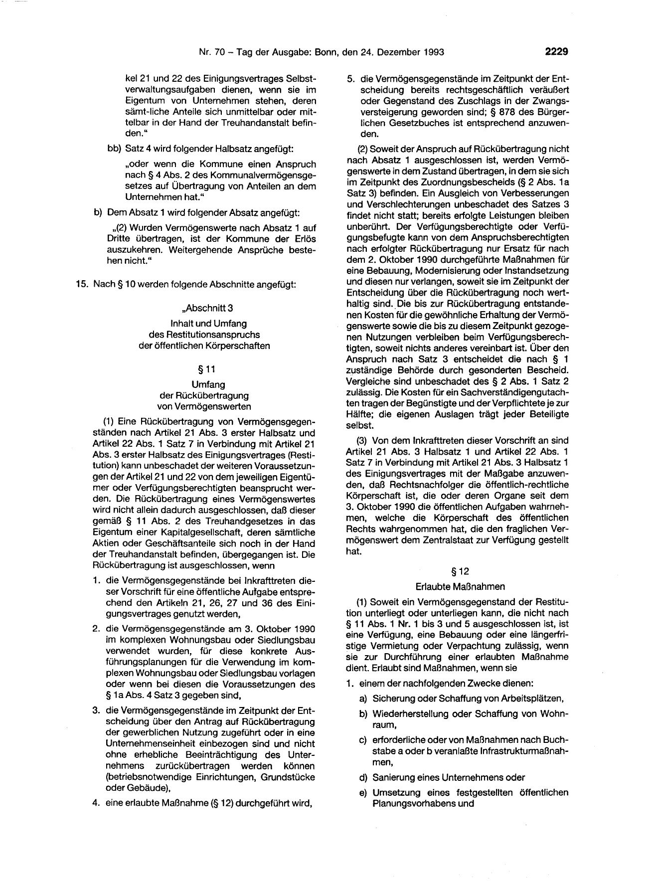 BGBl. 1993, Seite 2229 — Originalseite als Abbildung