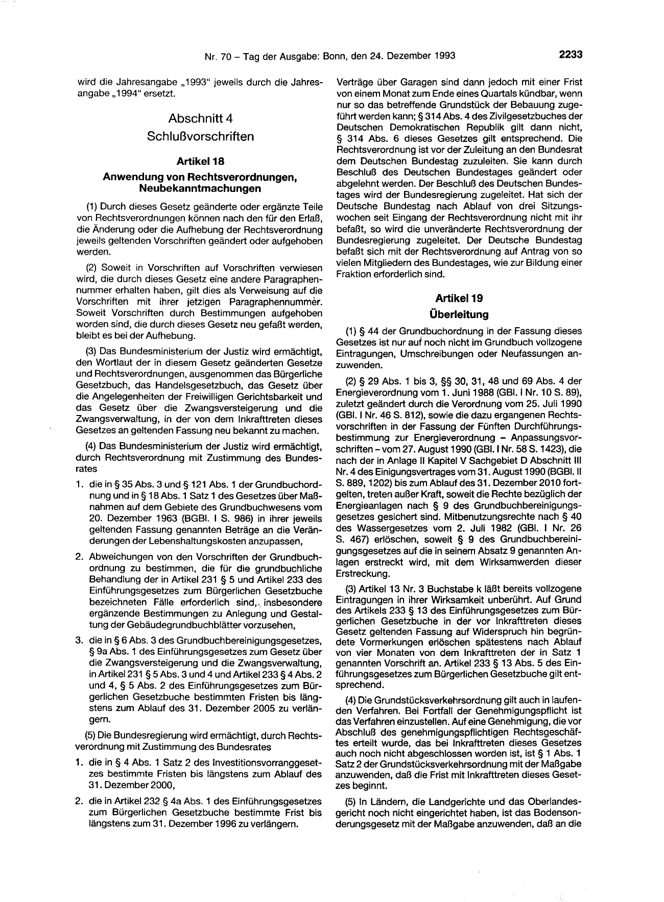 BGBl. 1993, Seite 2233 — Originalseite als Abbildung