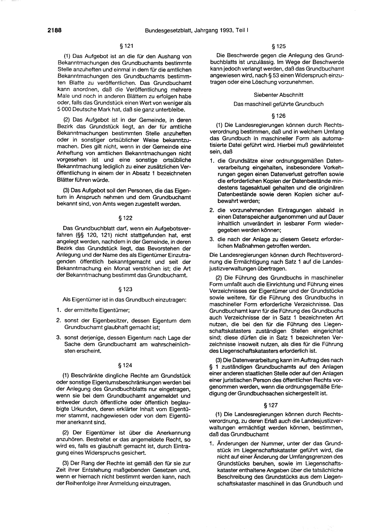 BGBl. 1993, Seite 2188 — Originalseite als Abbildung