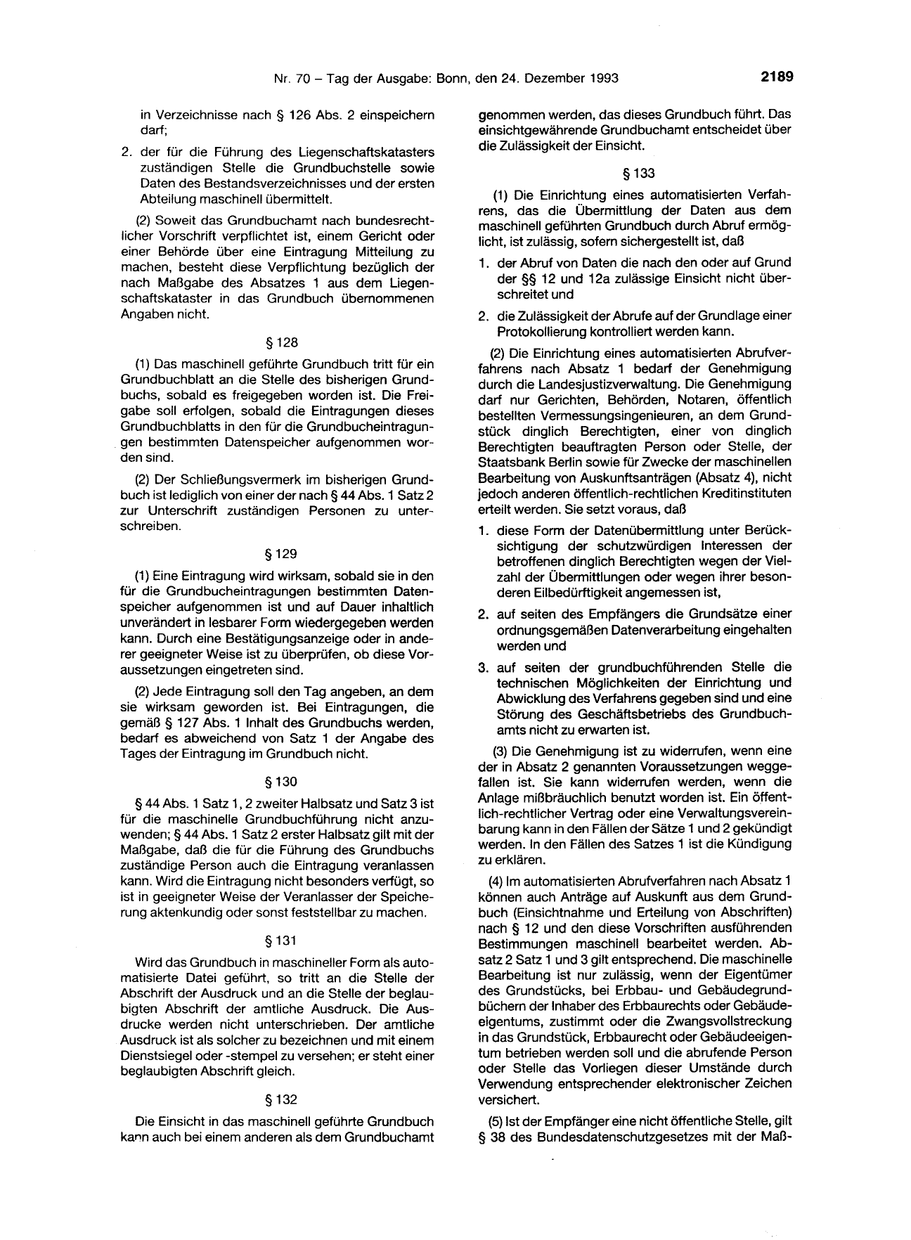 BGBl. 1993, Seite 2189 — Originalseite als Abbildung