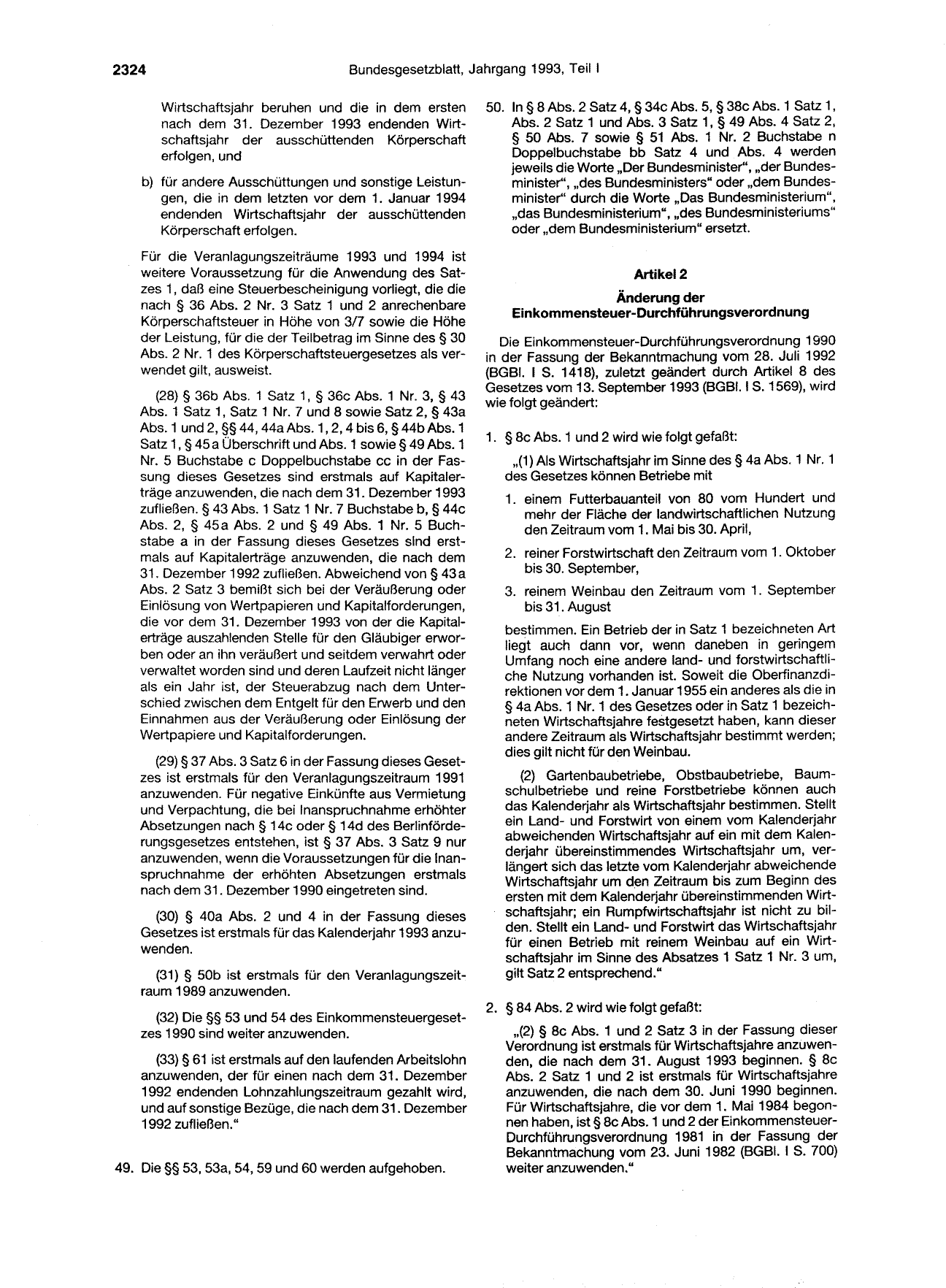 BGBl. 1993, Seite 2324 — Originalseite als Abbildung