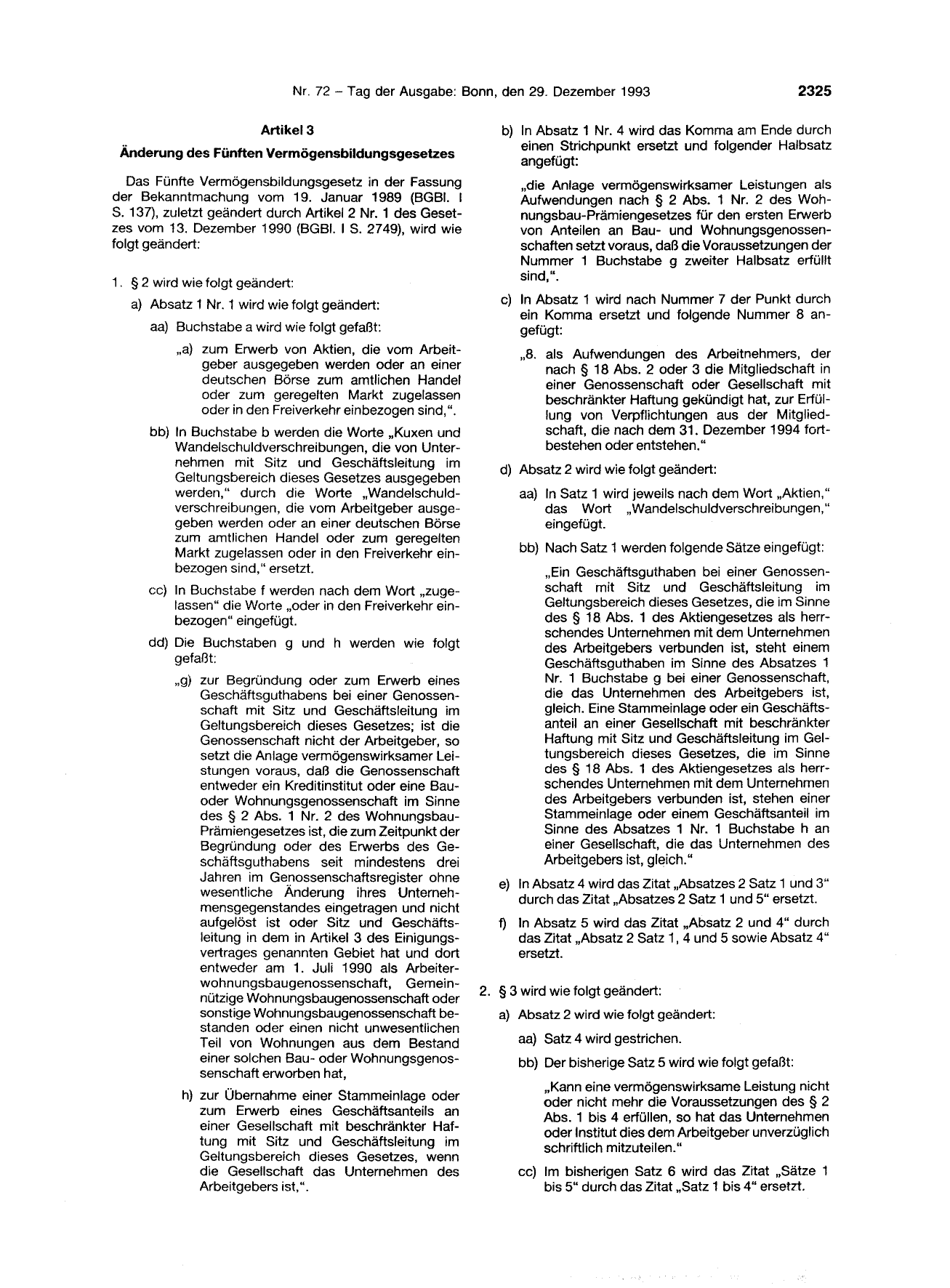 BGBl. 1993, Seite 2325 — Originalseite als Abbildung