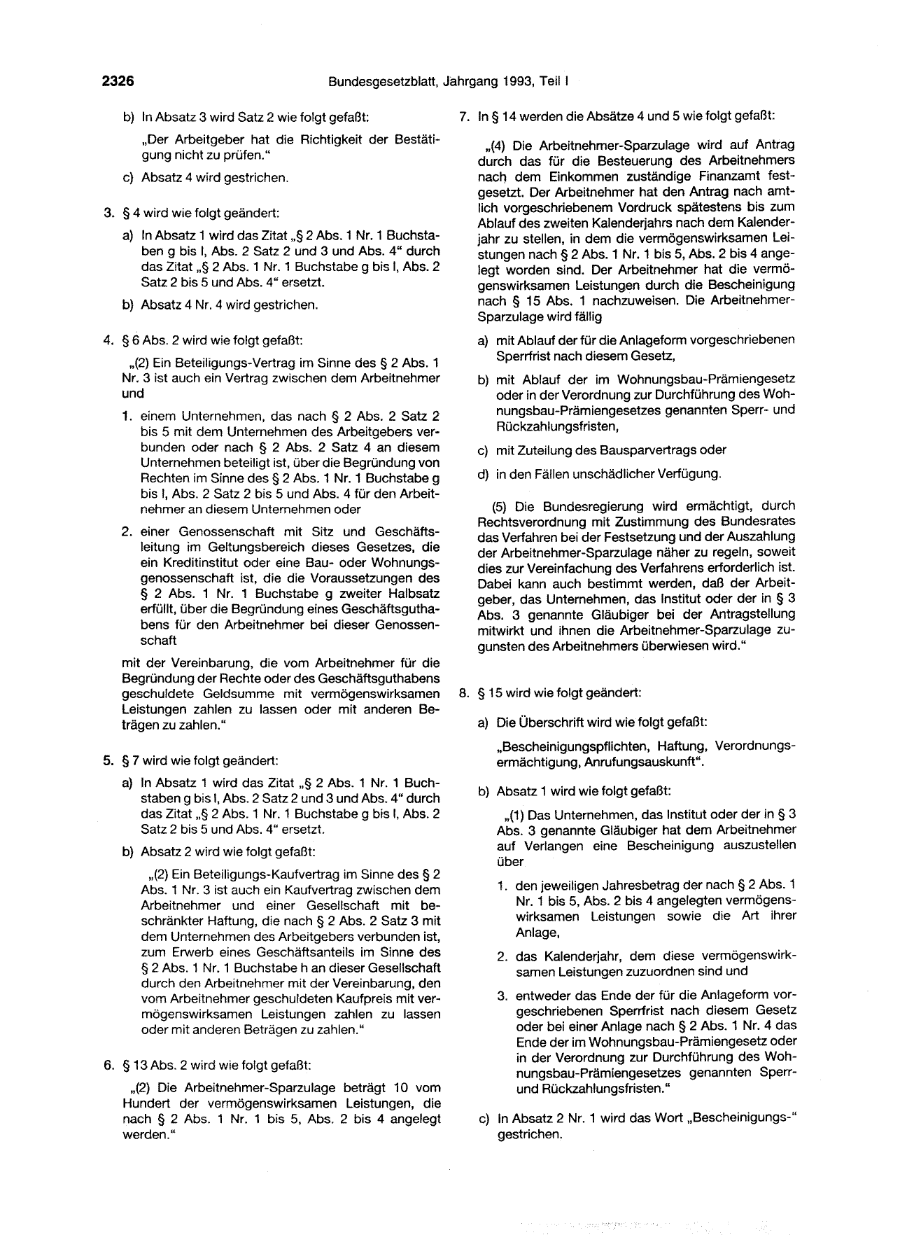 BGBl. 1993, Seite 2326 — Originalseite als Abbildung