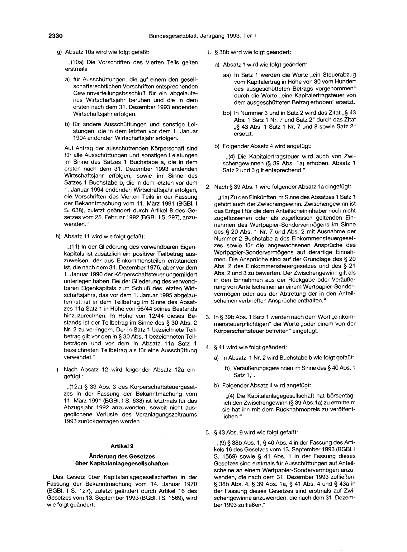 BGBl. 1993, Seite 2330 — Originalseite als Abbildung