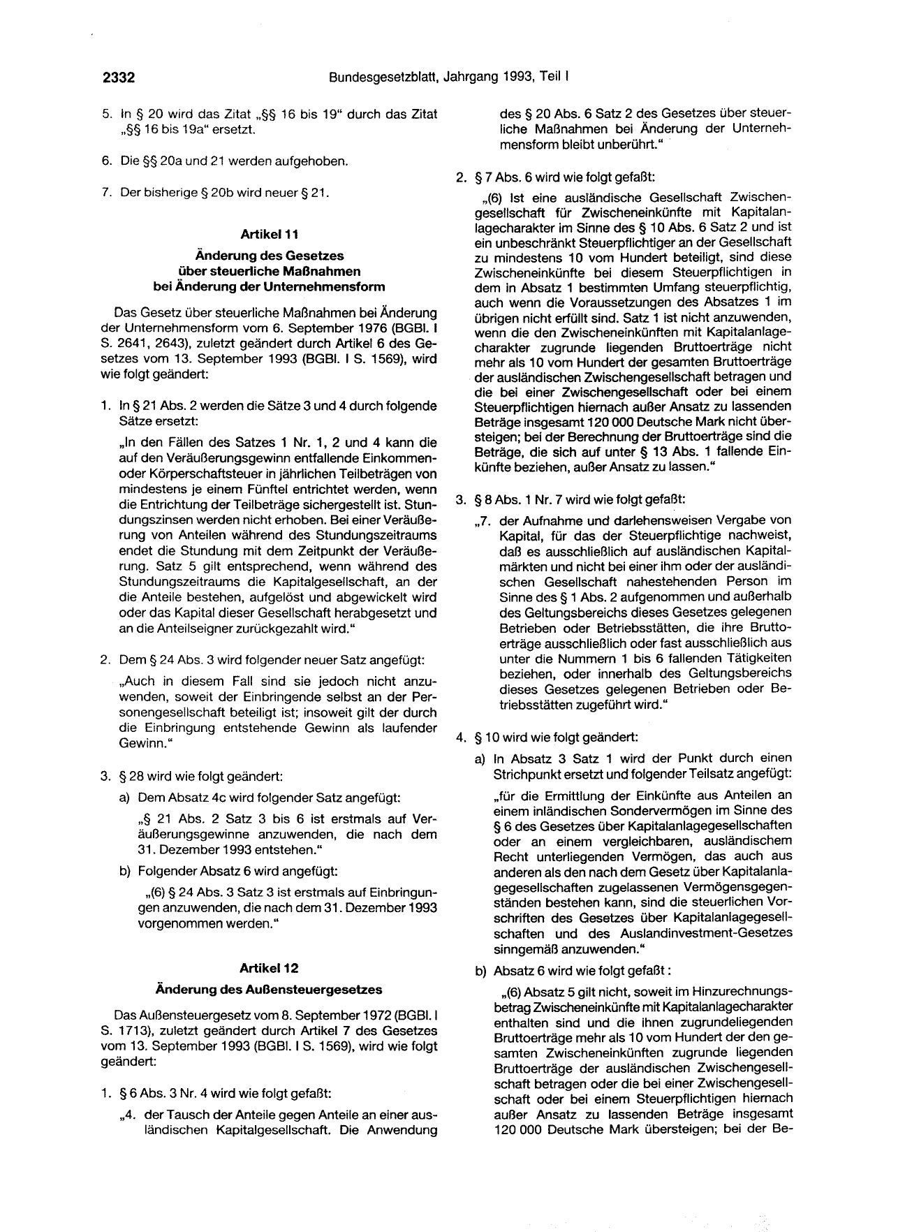 BGBl. 1993, Seite 2332 — Originalseite als Abbildung