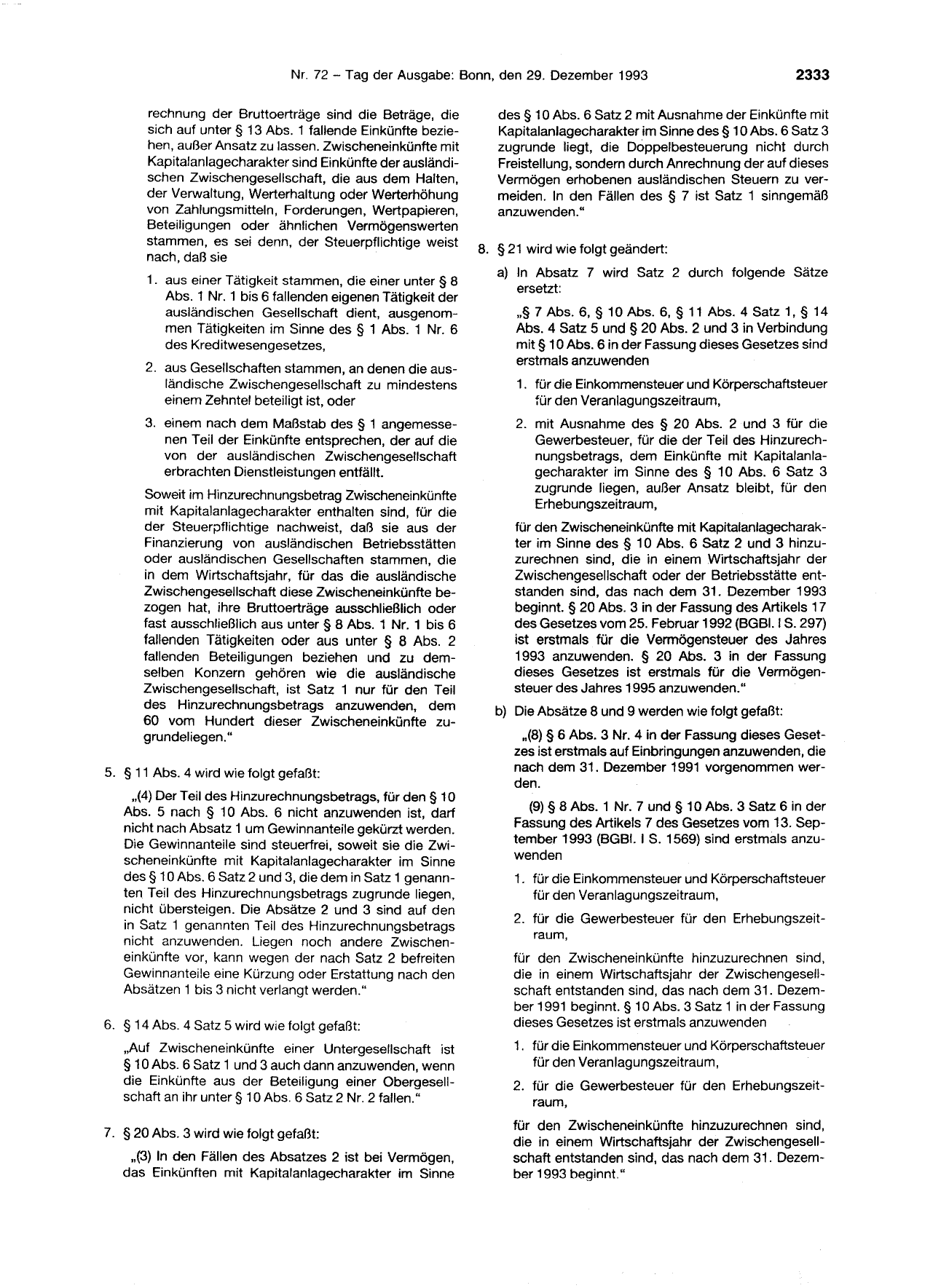 BGBl. 1993, Seite 2333 — Originalseite als Abbildung
