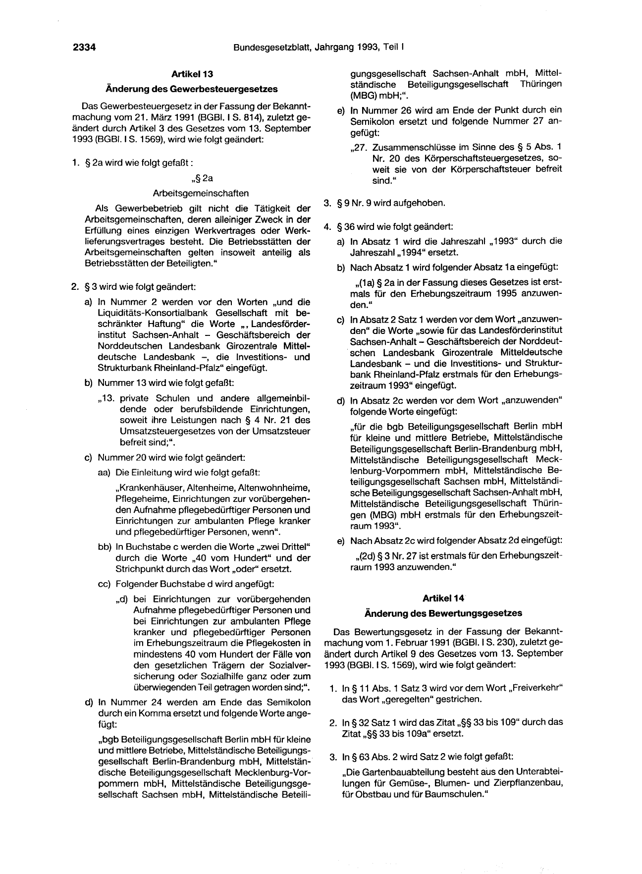 BGBl. 1993, Seite 2334 — Originalseite als Abbildung