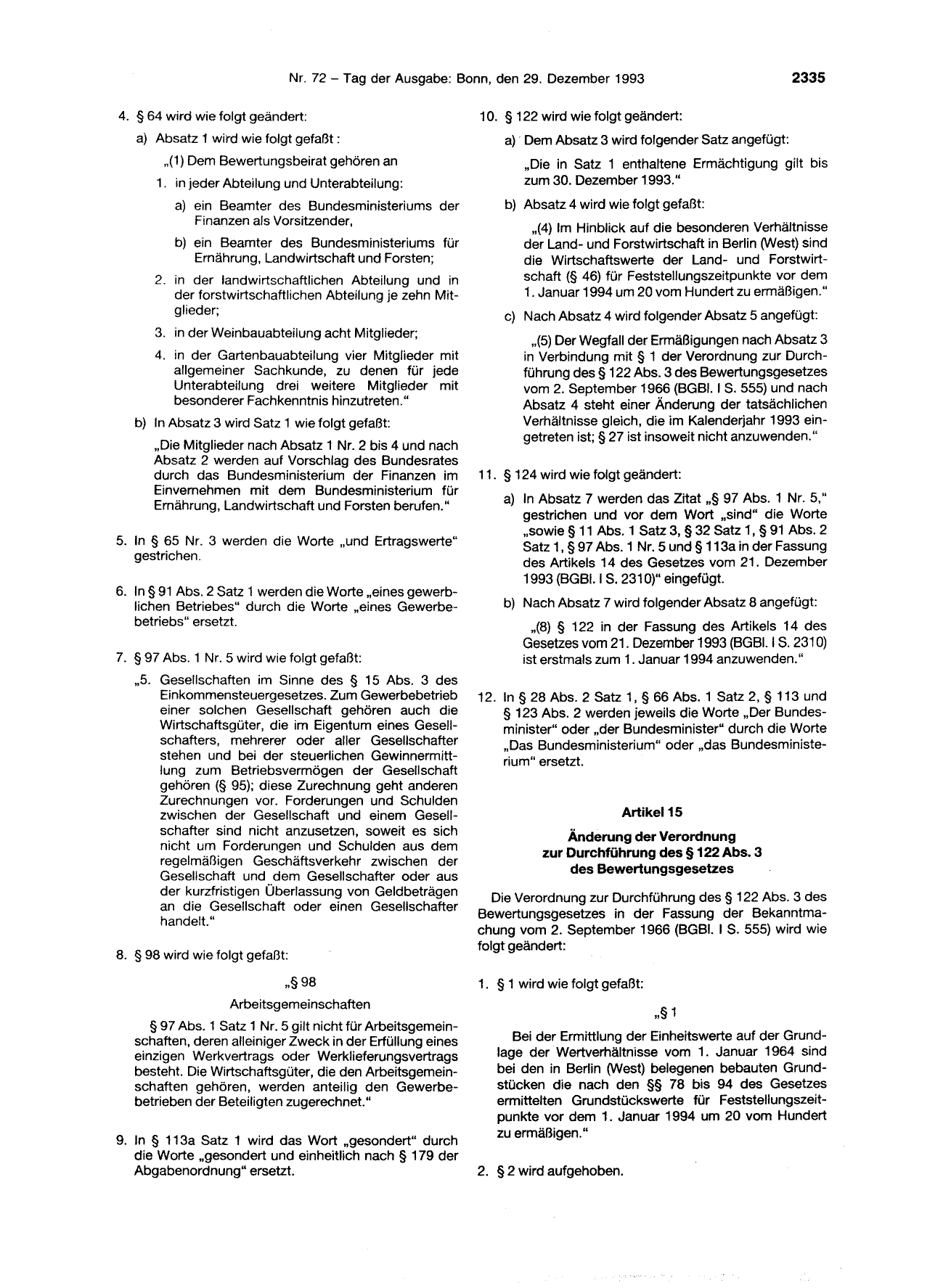 BGBl. 1993, Seite 2335 — Originalseite als Abbildung