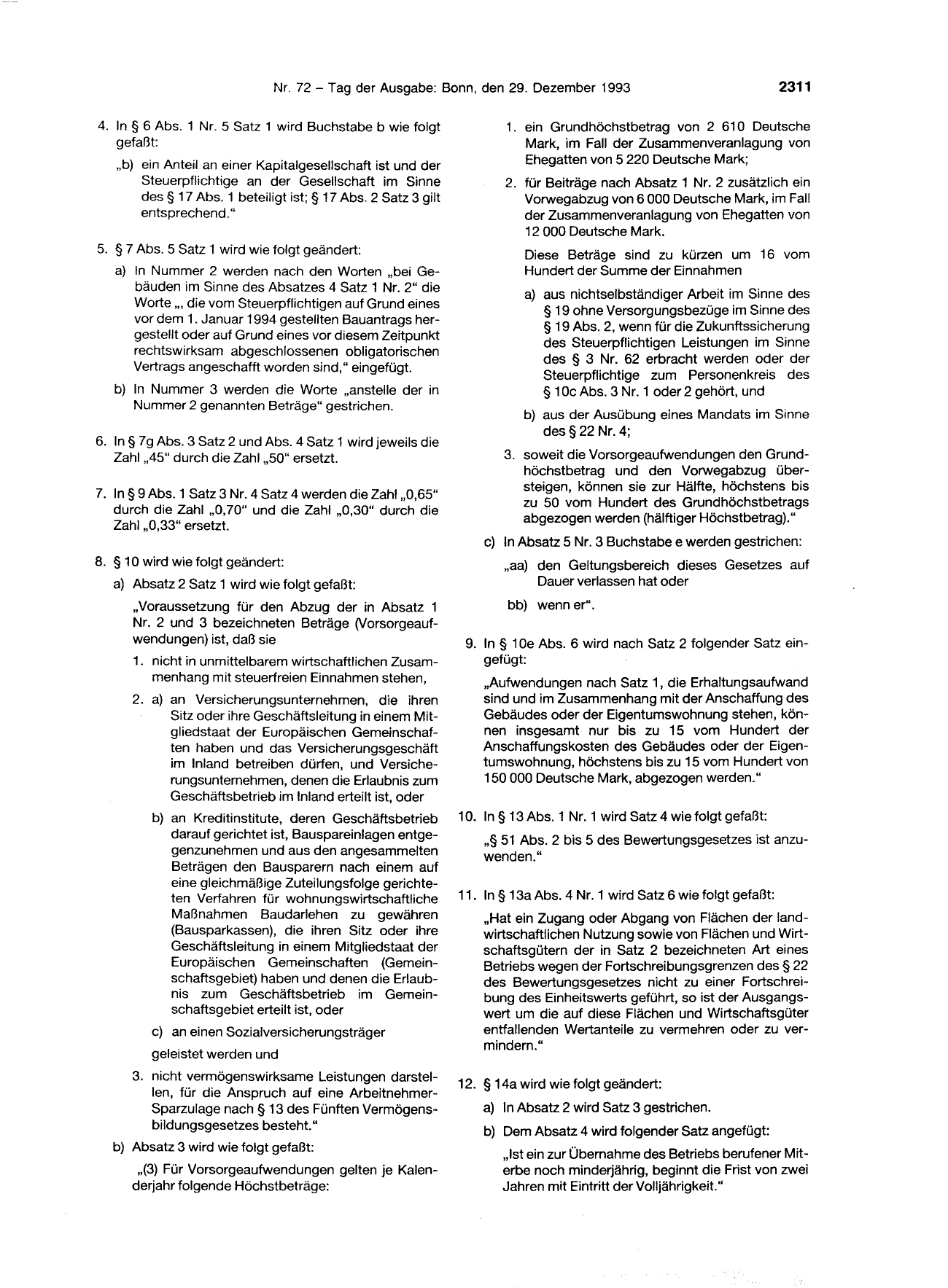 BGBl. 1993, Seite 2311 — Originalseite als Abbildung