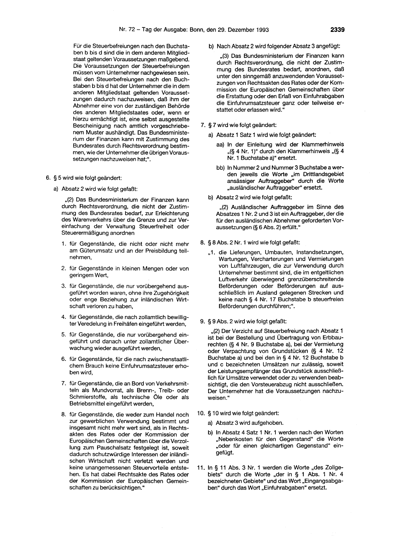 BGBl. 1993, Seite 2339 — Originalseite als Abbildung