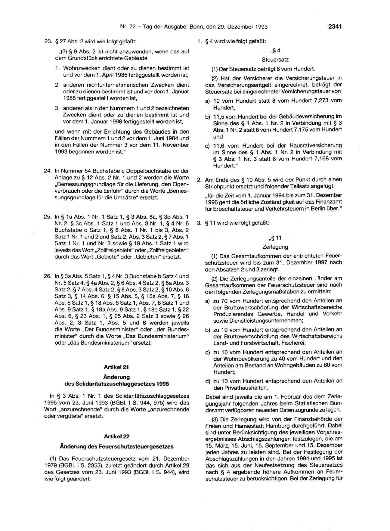 BGBl. 1993, Seite 2341 — Originalseite als Abbildung