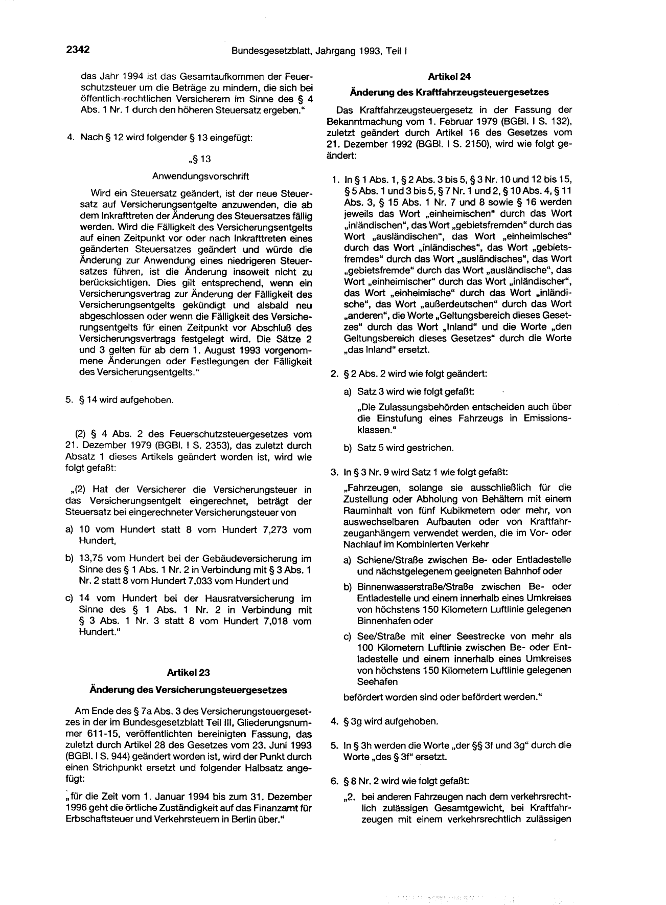 BGBl. 1993, Seite 2342 — Originalseite als Abbildung