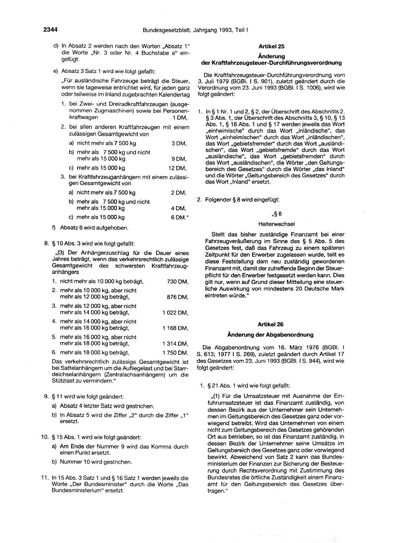 BGBl. 1993, Seite 2344 — Originalseite als Abbildung