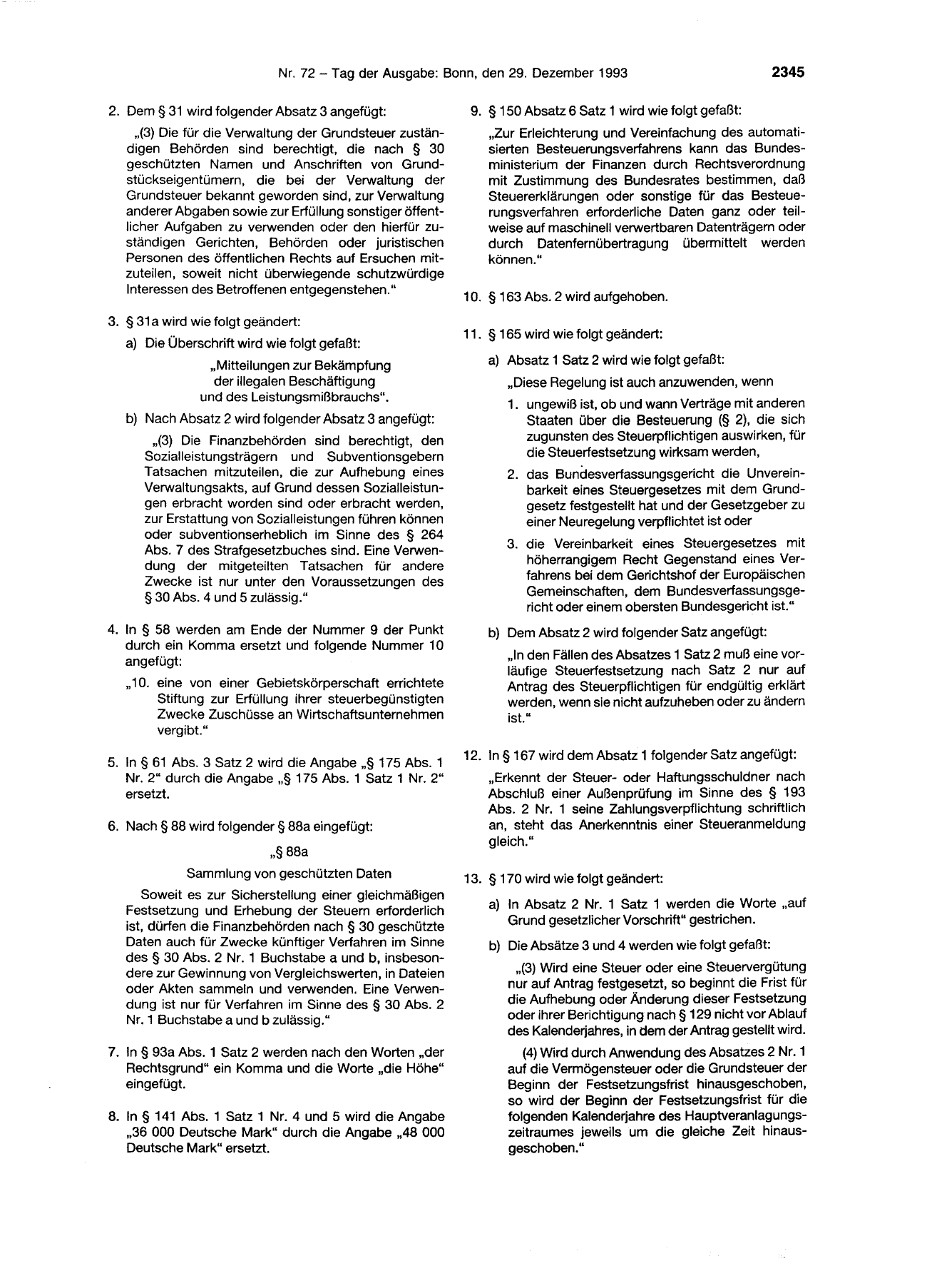 BGBl. 1993, Seite 2345 — Originalseite als Abbildung