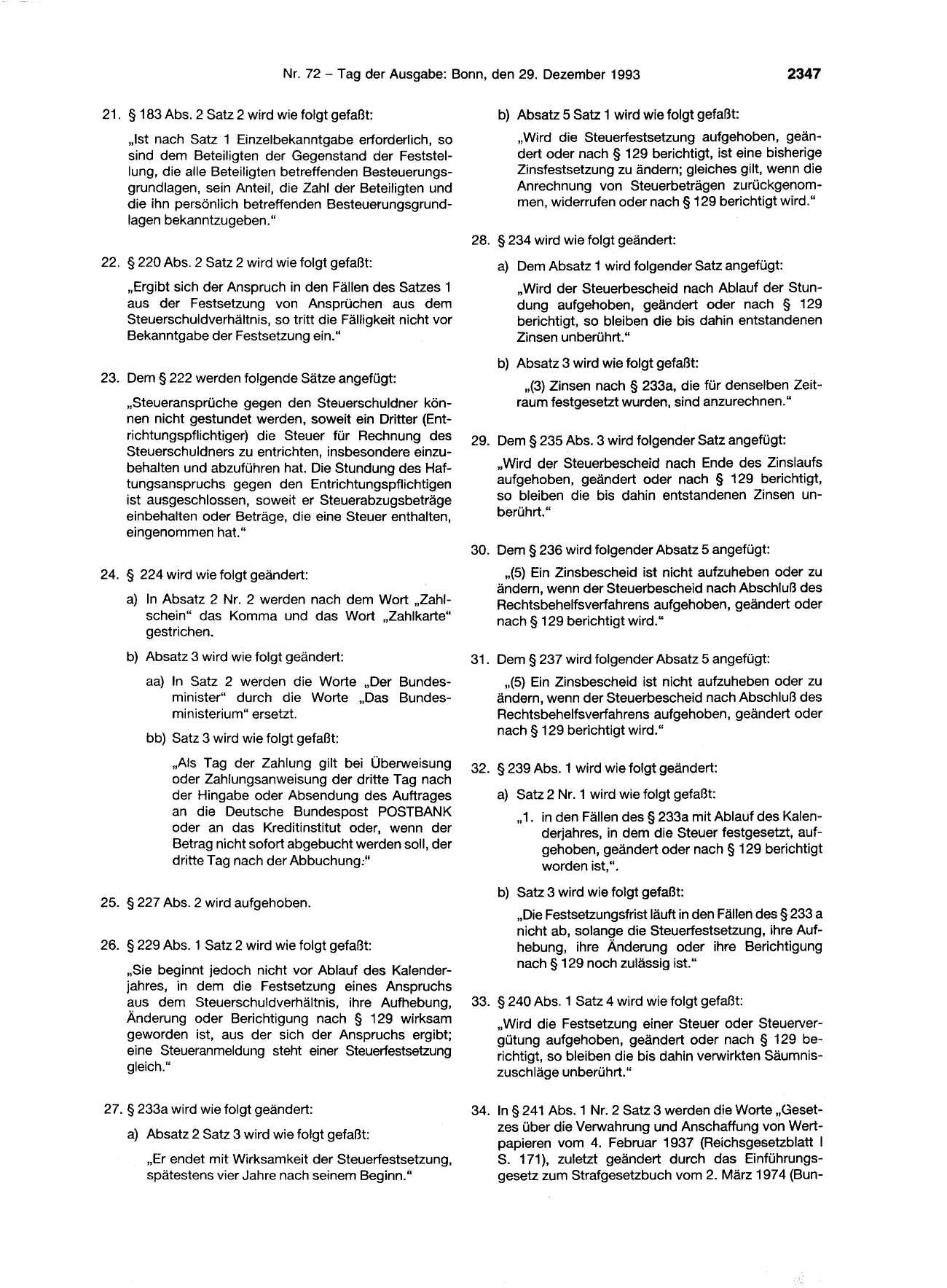 BGBl. 1993, Seite 2347 — Originalseite als Abbildung