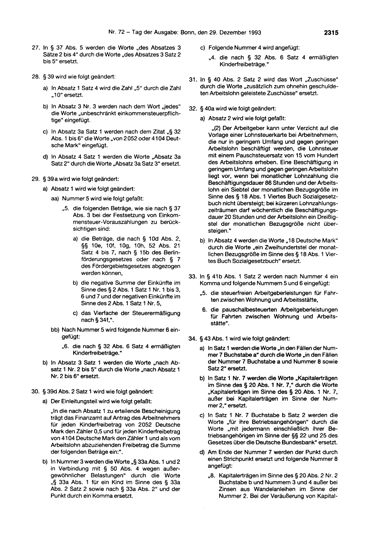 BGBl. 1993, Seite 2315 — Originalseite als Abbildung