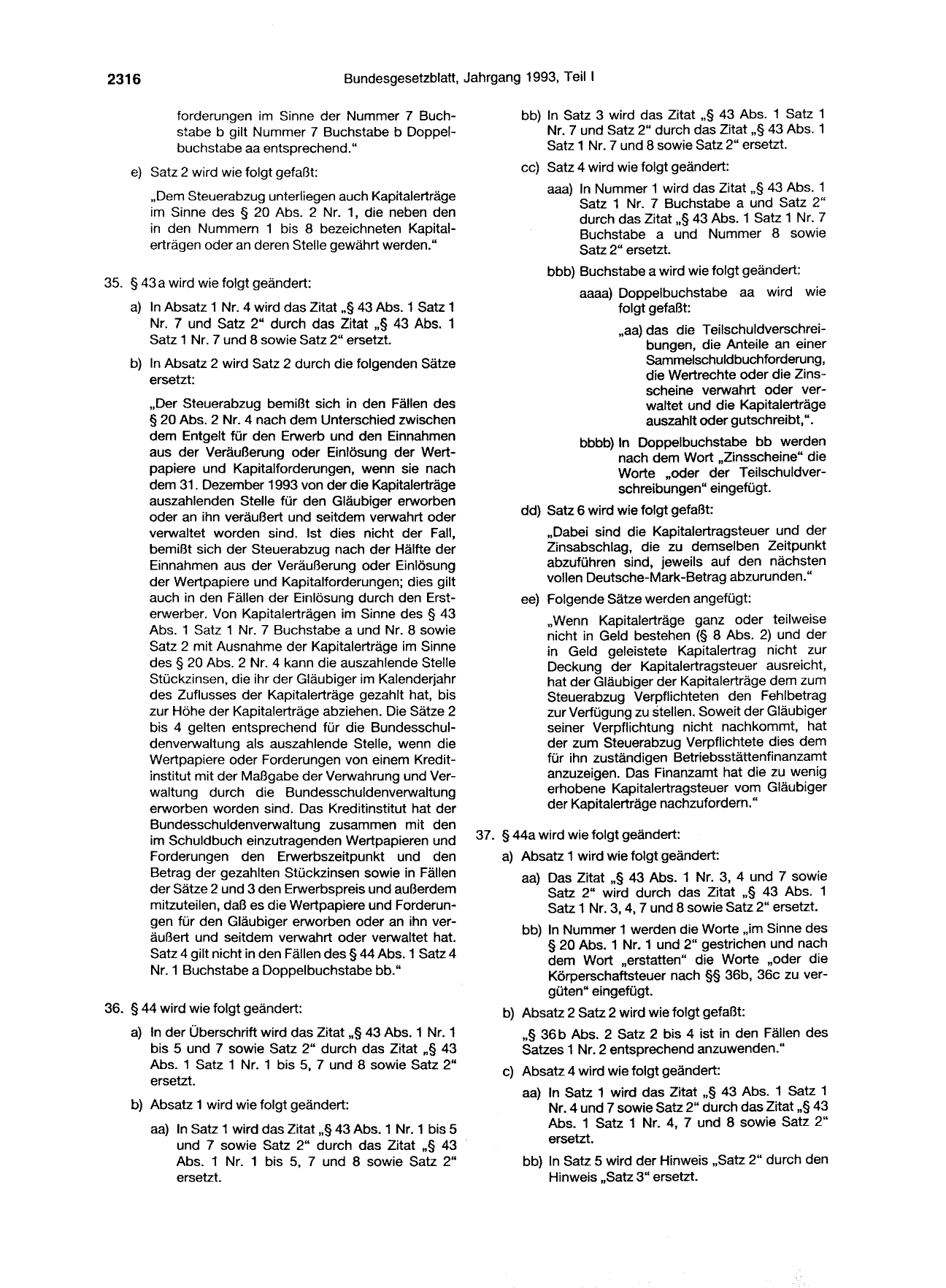 BGBl. 1993, Seite 2316 — Originalseite als Abbildung