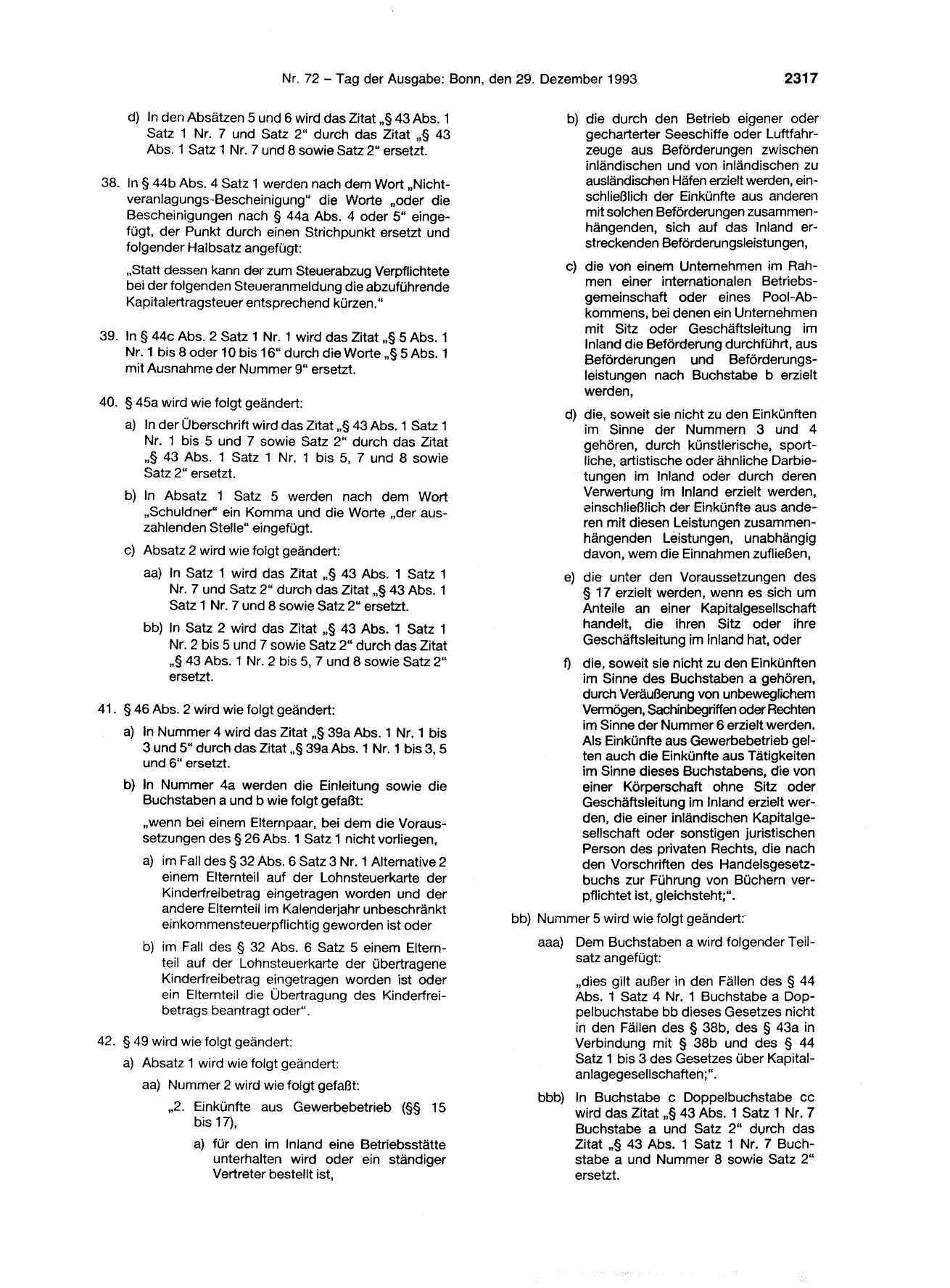BGBl. 1993, Seite 2317 — Originalseite als Abbildung