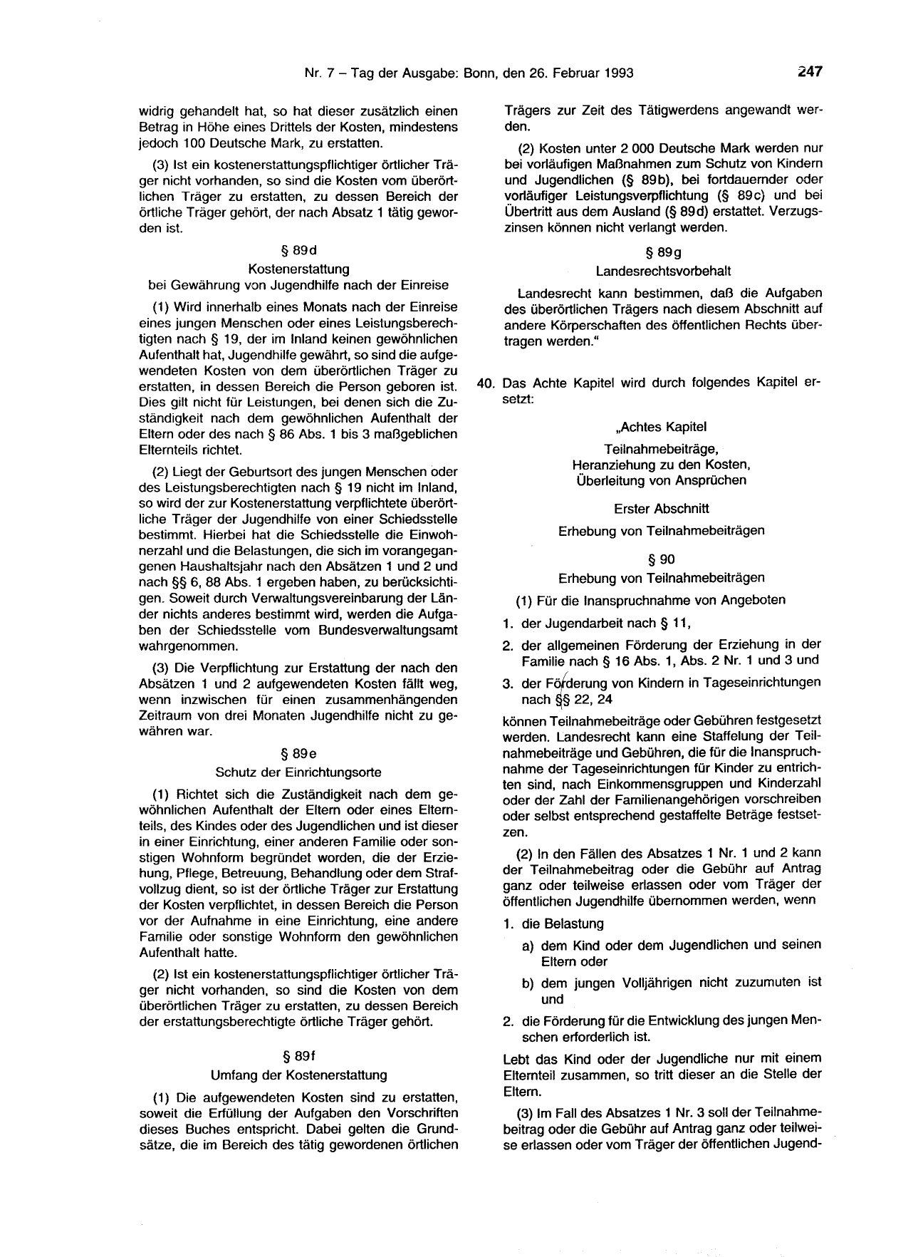 BGBl. 1993, Seite 247 — Originalseite als Abbildung