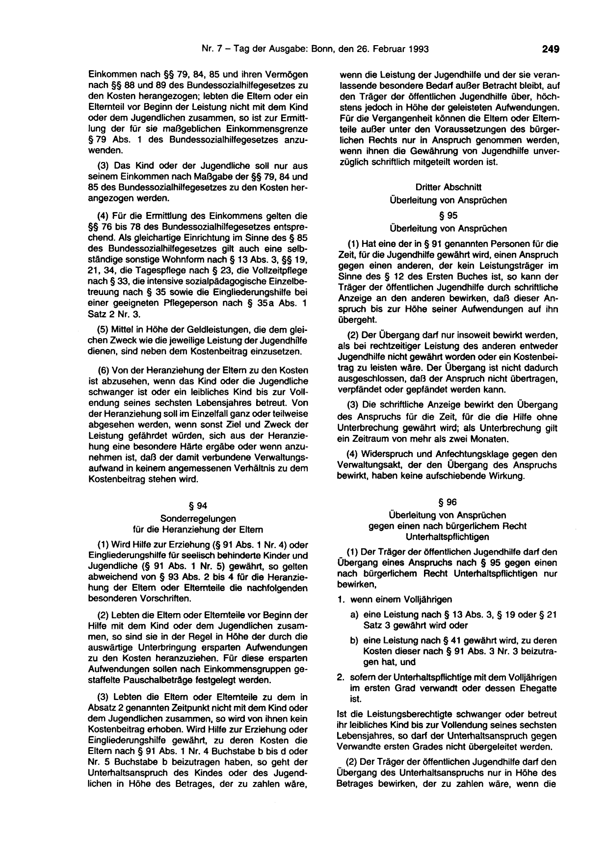 BGBl. 1993, Seite 249 — Originalseite als Abbildung