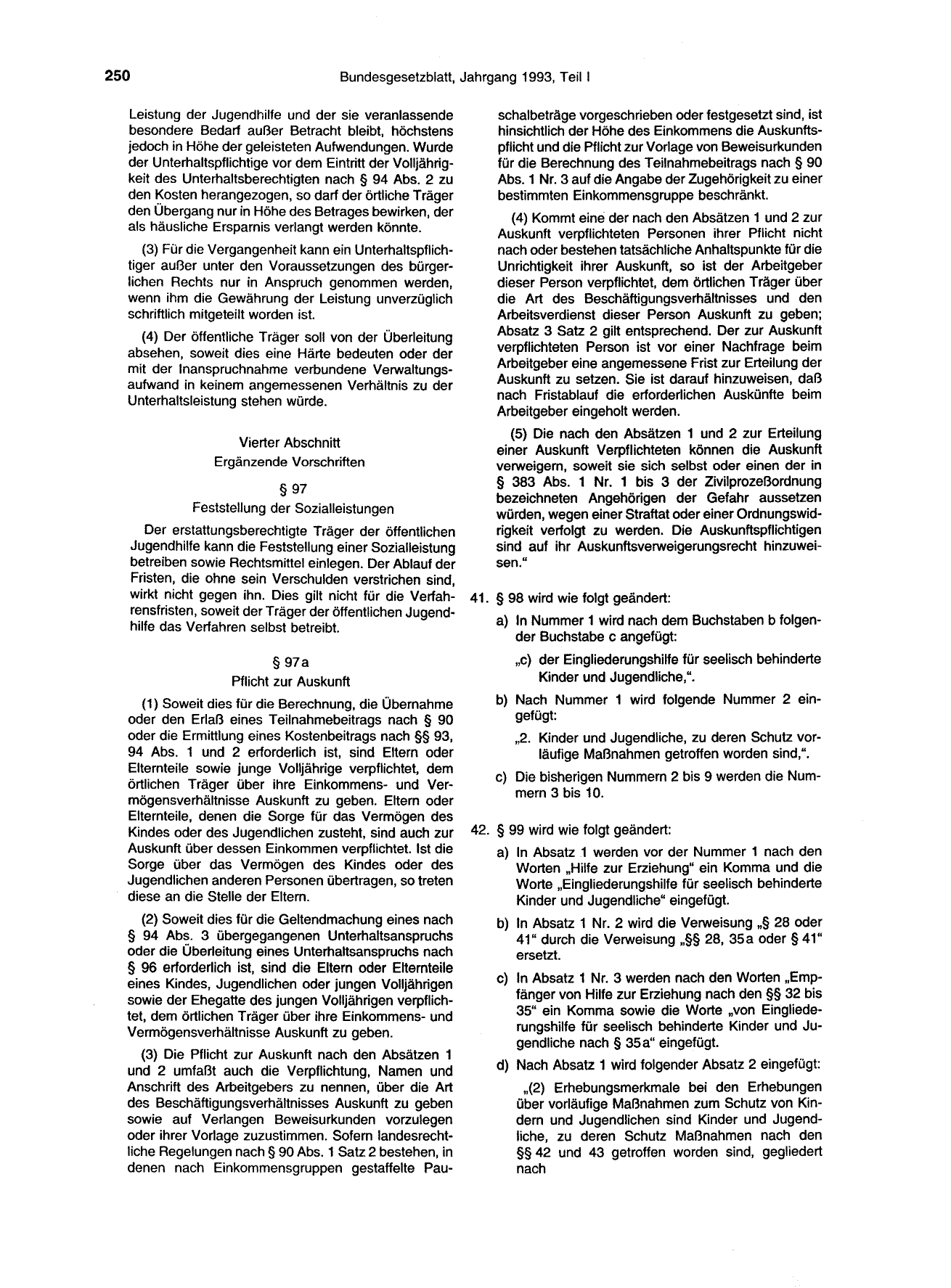 BGBl. 1993, Seite 250 — Originalseite als Abbildung