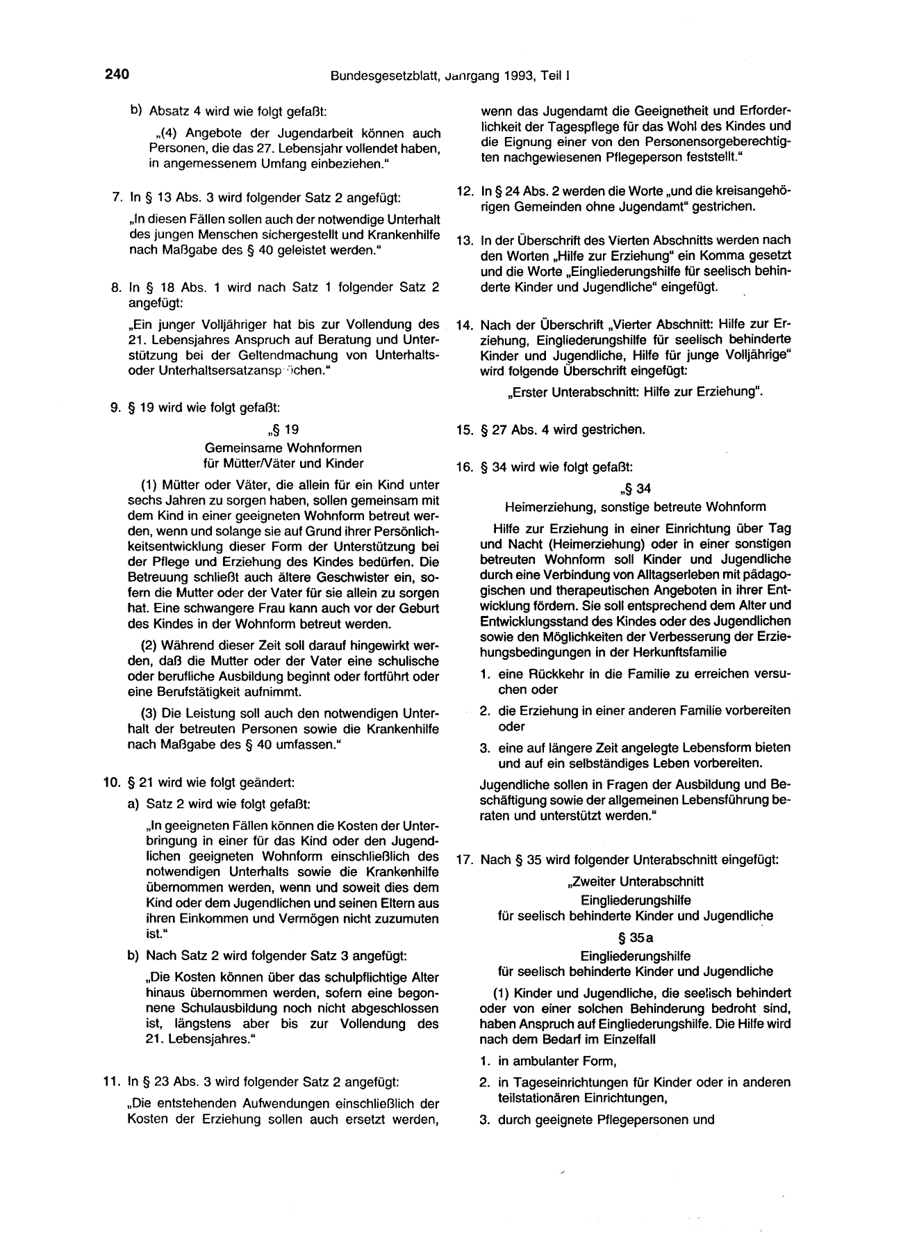 BGBl. 1993, Seite 240 — Originalseite als Abbildung