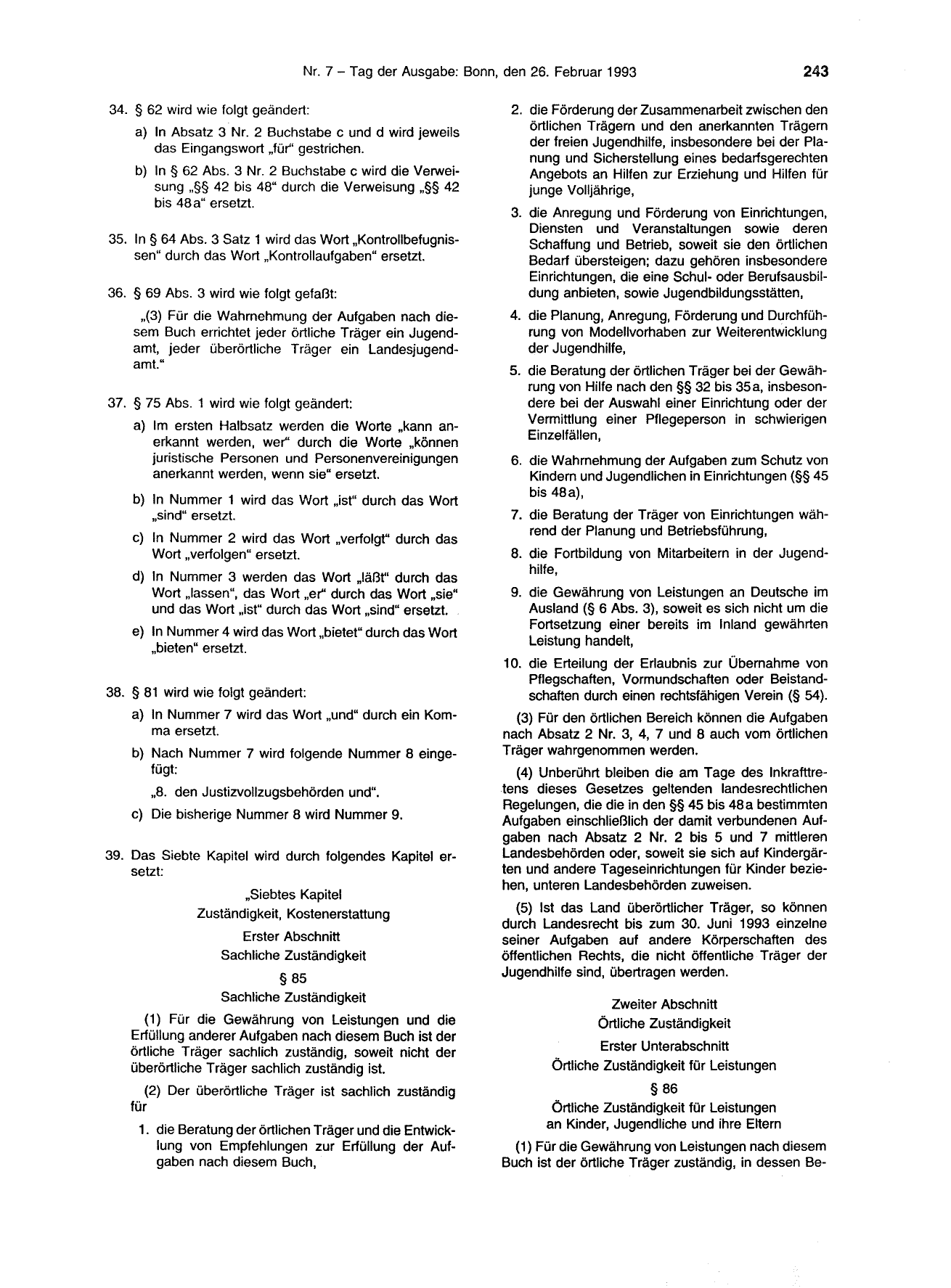 BGBl. 1993, Seite 243 — Originalseite als Abbildung