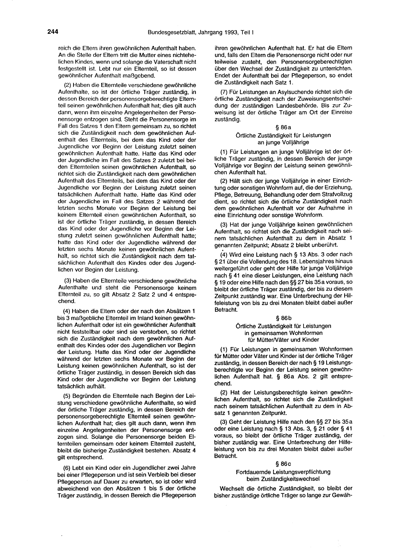 BGBl. 1993, Seite 244 — Originalseite als Abbildung