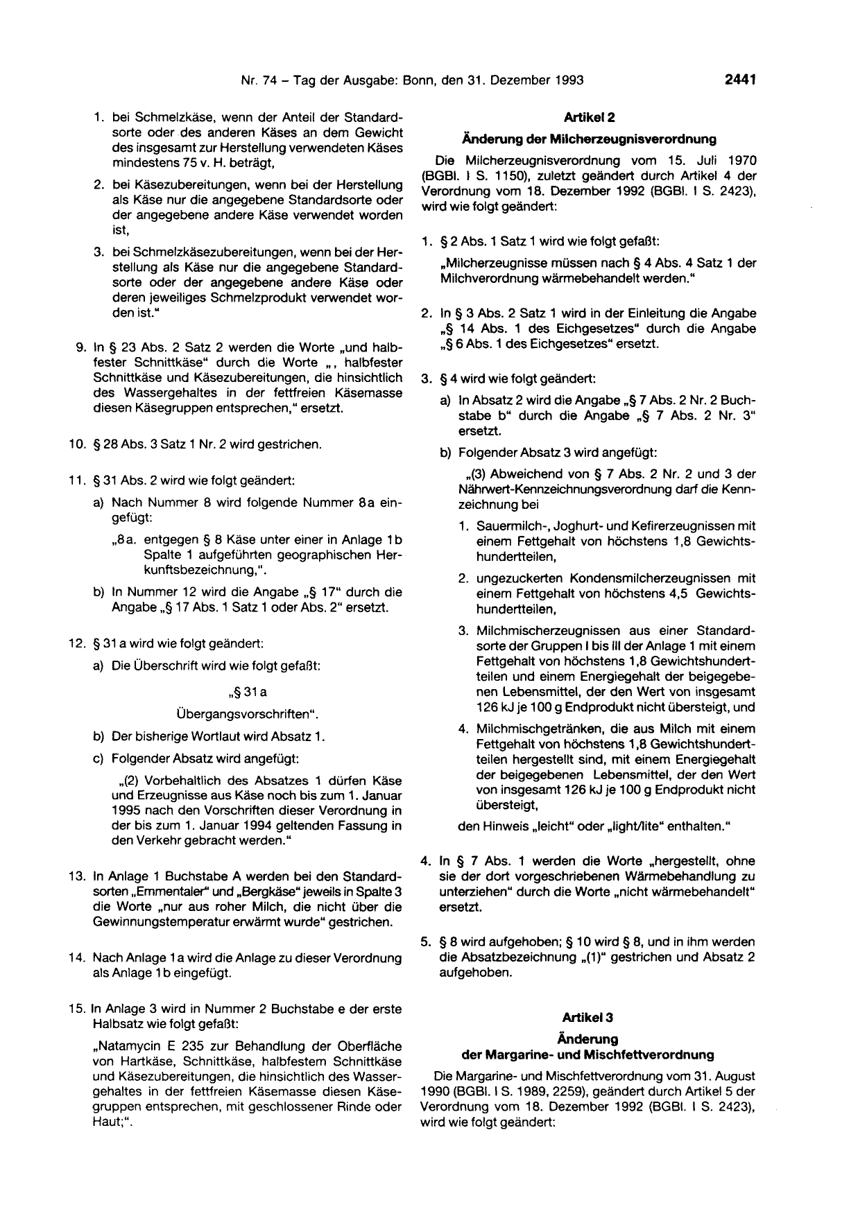 BGBl. 1993, Seite 2441 — Originalseite als Abbildung