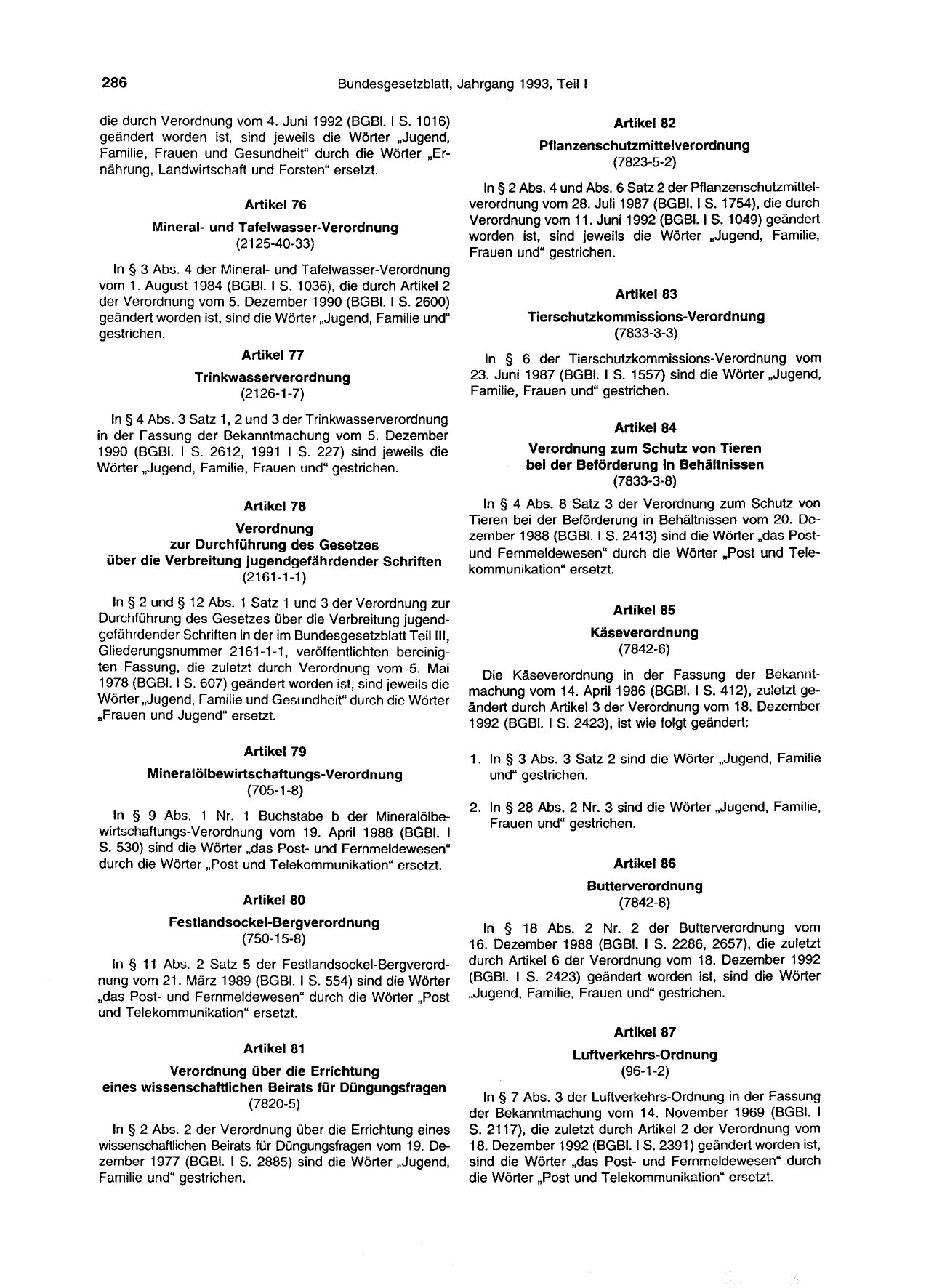 BGBl. 1993, Seite 286 — Originalseite als Abbildung