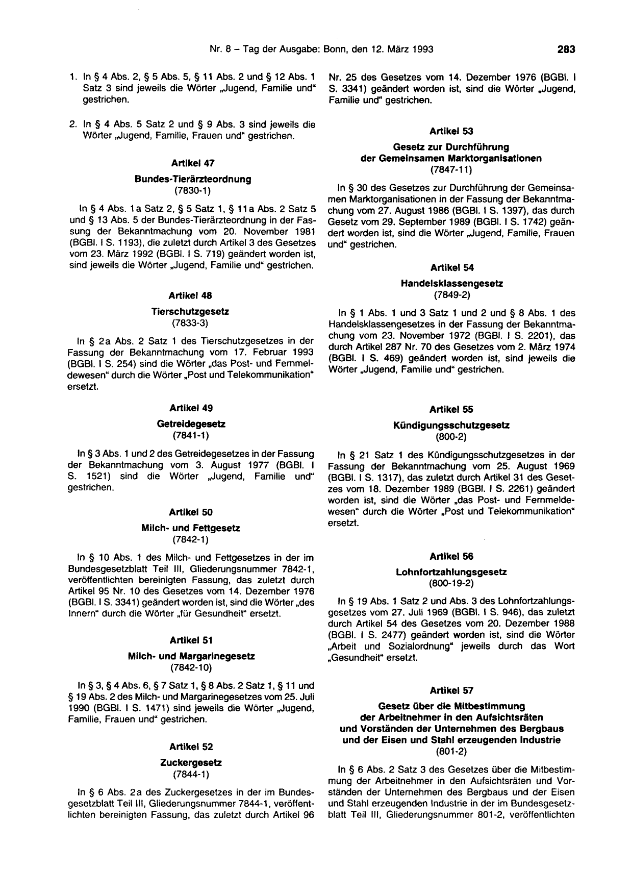 BGBl. 1993, Seite 283 — Originalseite als Abbildung