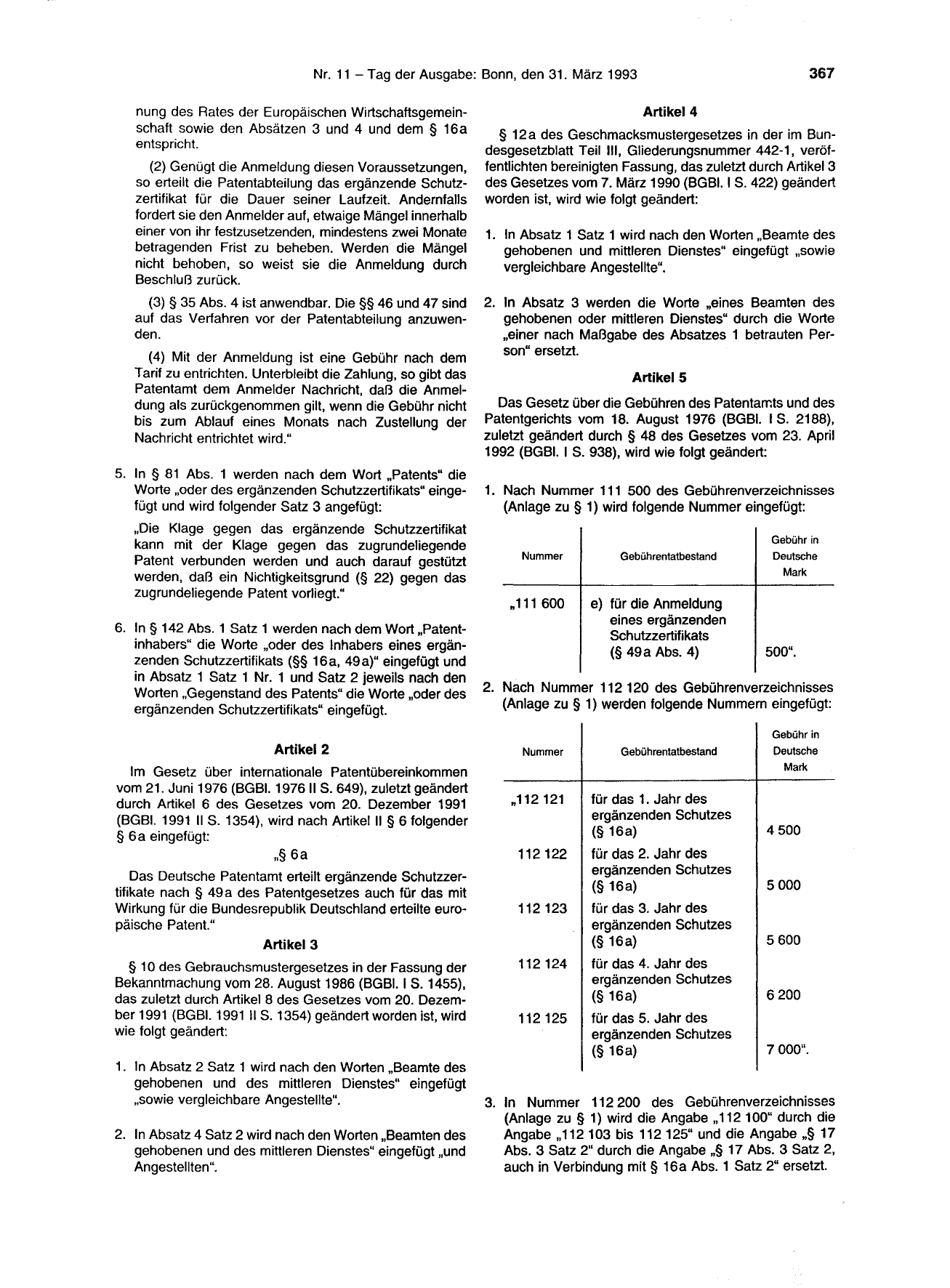 BGBl. 1993, Seite 367 — Originalseite als Abbildung