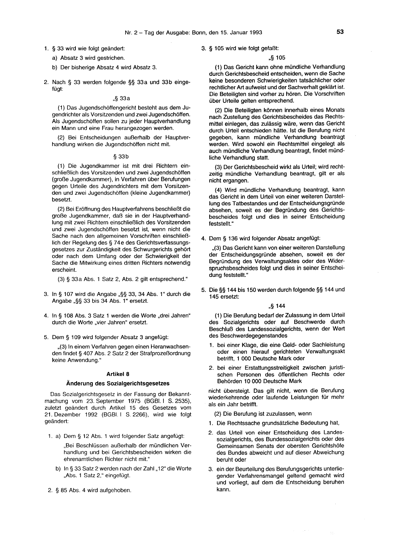 BGBl. 1993, Seite 53 — Originalseite als Abbildung