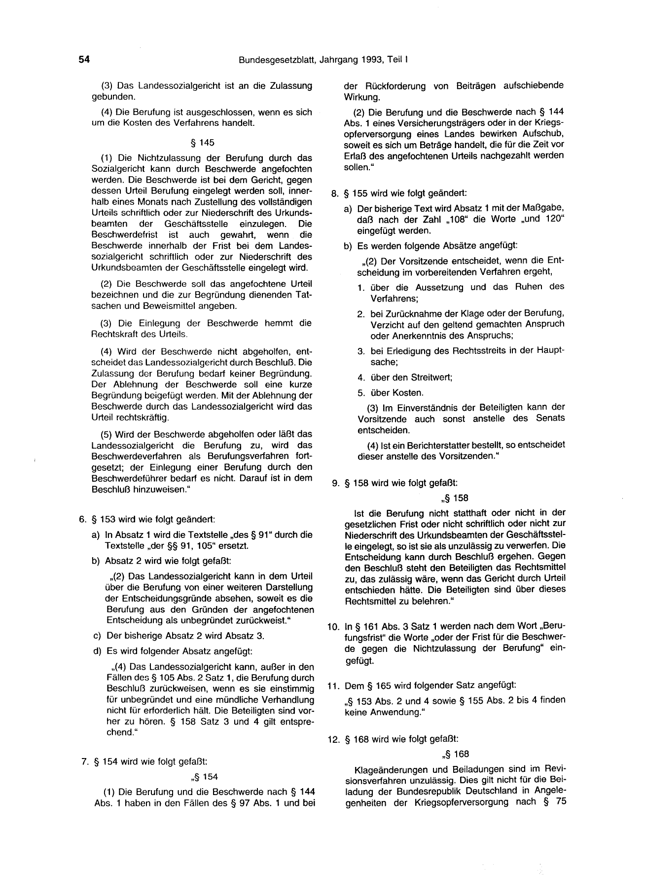 BGBl. 1993, Seite 54 — Originalseite als Abbildung