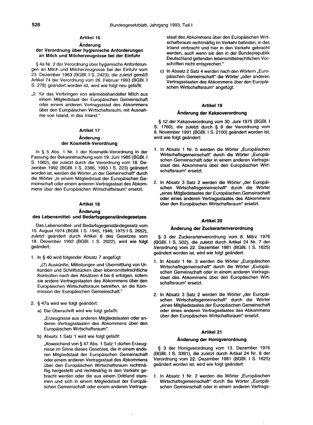 BGBl. 1993, Seite 526 — Originalseite als Abbildung