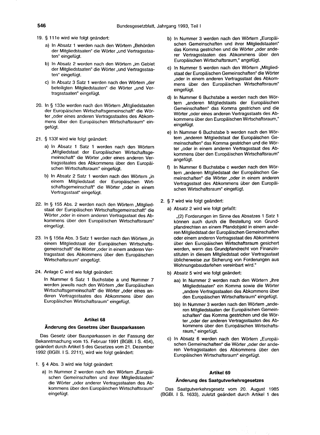 BGBl. 1993, Seite 546 — Originalseite als Abbildung