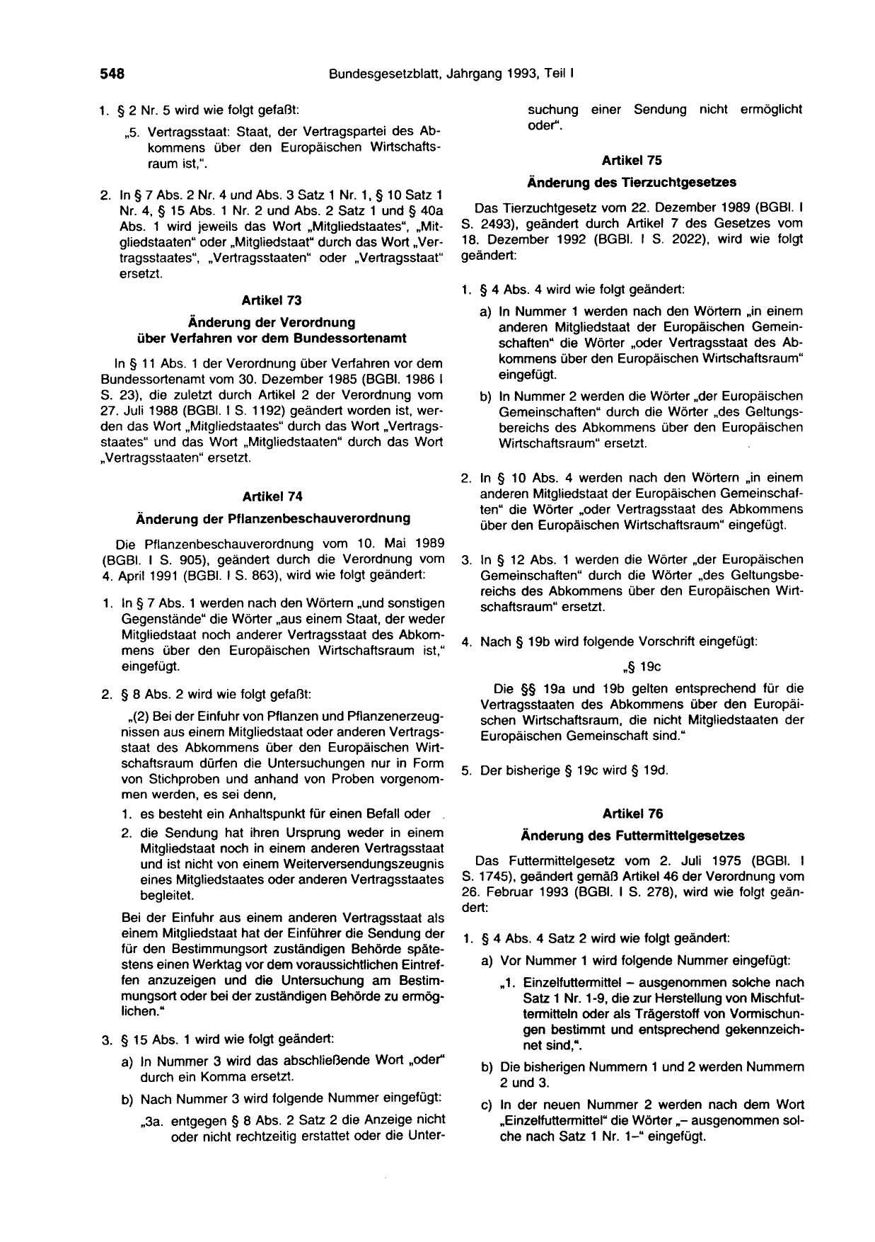 BGBl. 1993, Seite 548 — Originalseite als Abbildung