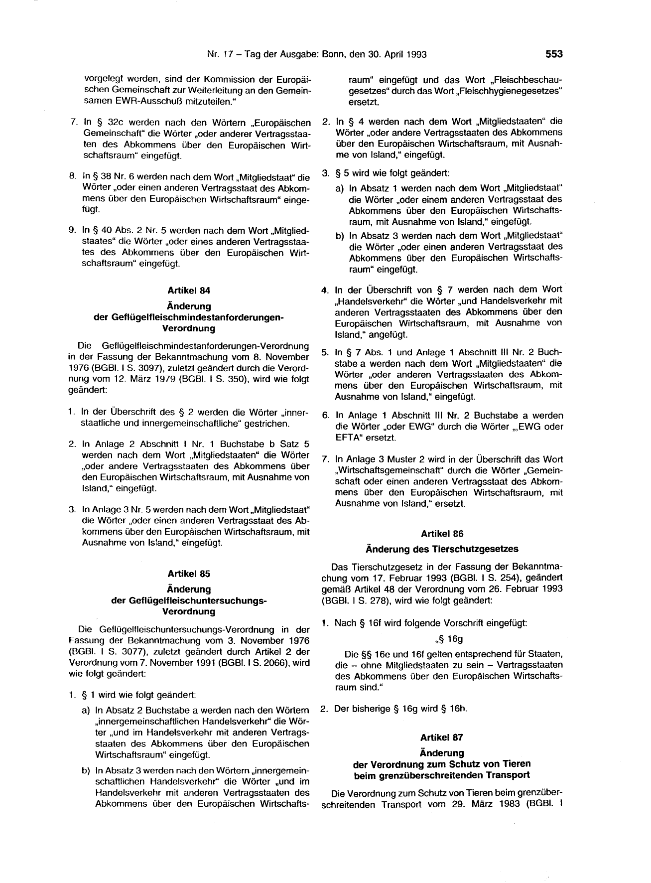 BGBl. 1993, Seite 553 — Originalseite als Abbildung