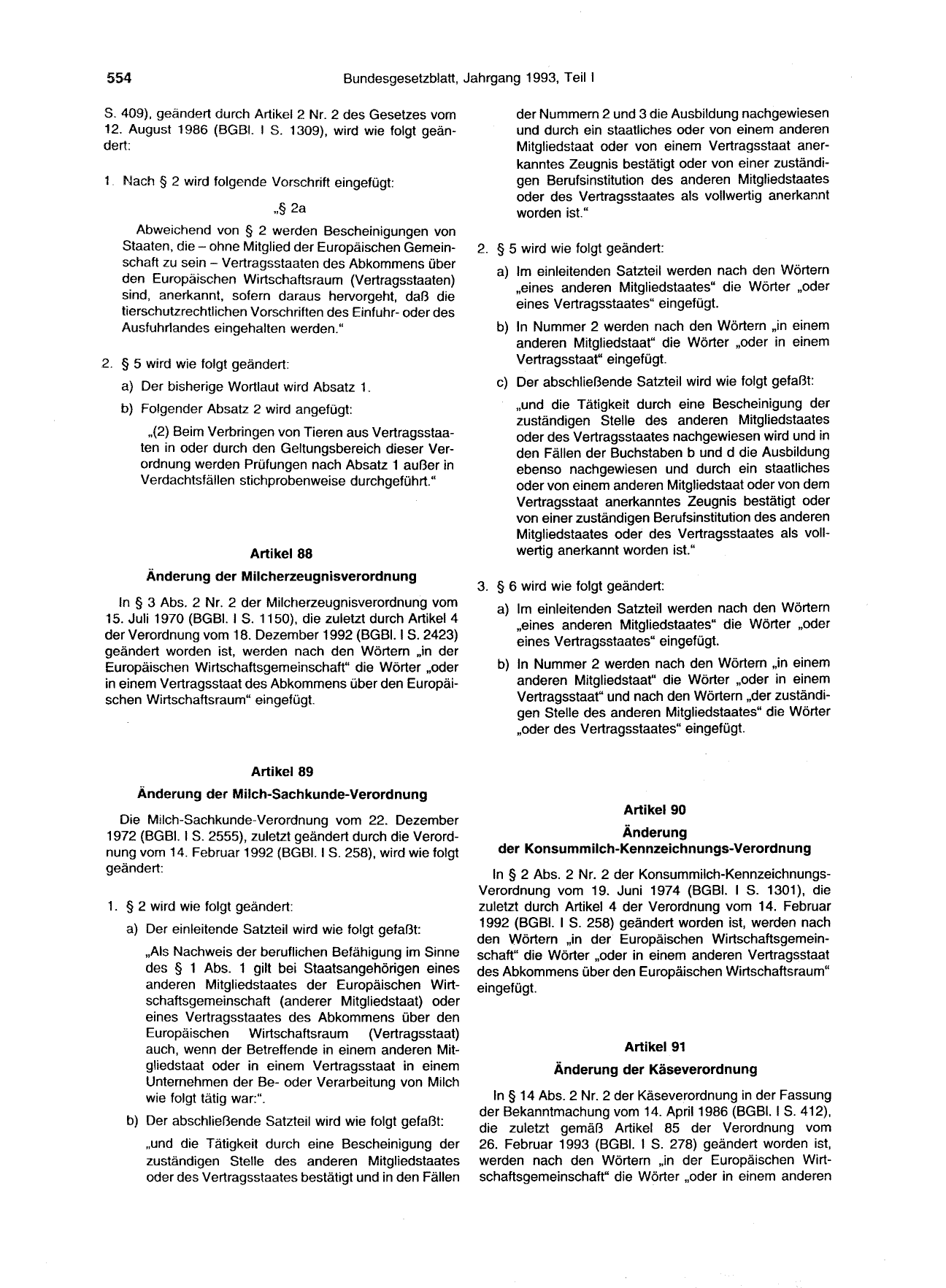 BGBl. 1993, Seite 554 — Originalseite als Abbildung