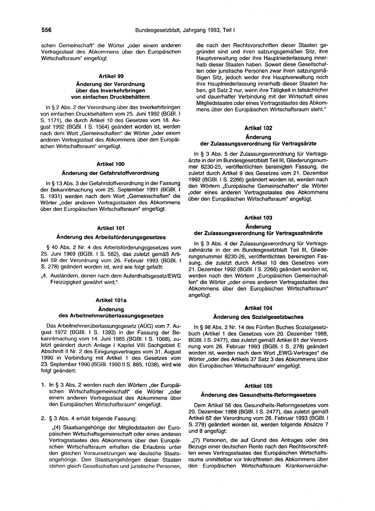 BGBl. 1993, Seite 556 — Originalseite als Abbildung
